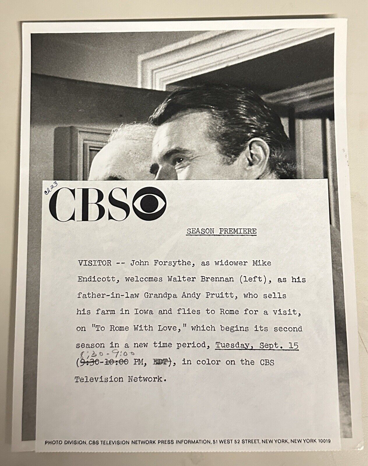 1970 Press Photo Walter Brennan & John Forsythe CBS TV To Rome With Love