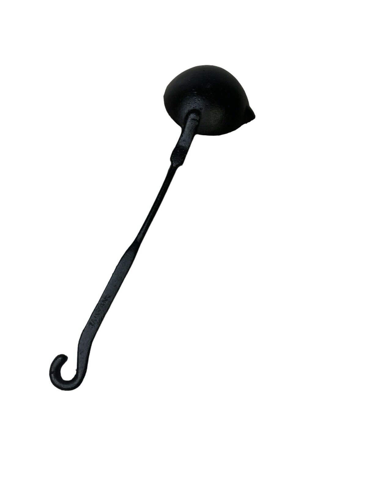 Vintage 11” Cast Iron Black Ladle Forge Lead Smelting Cooking Decor Hook End
