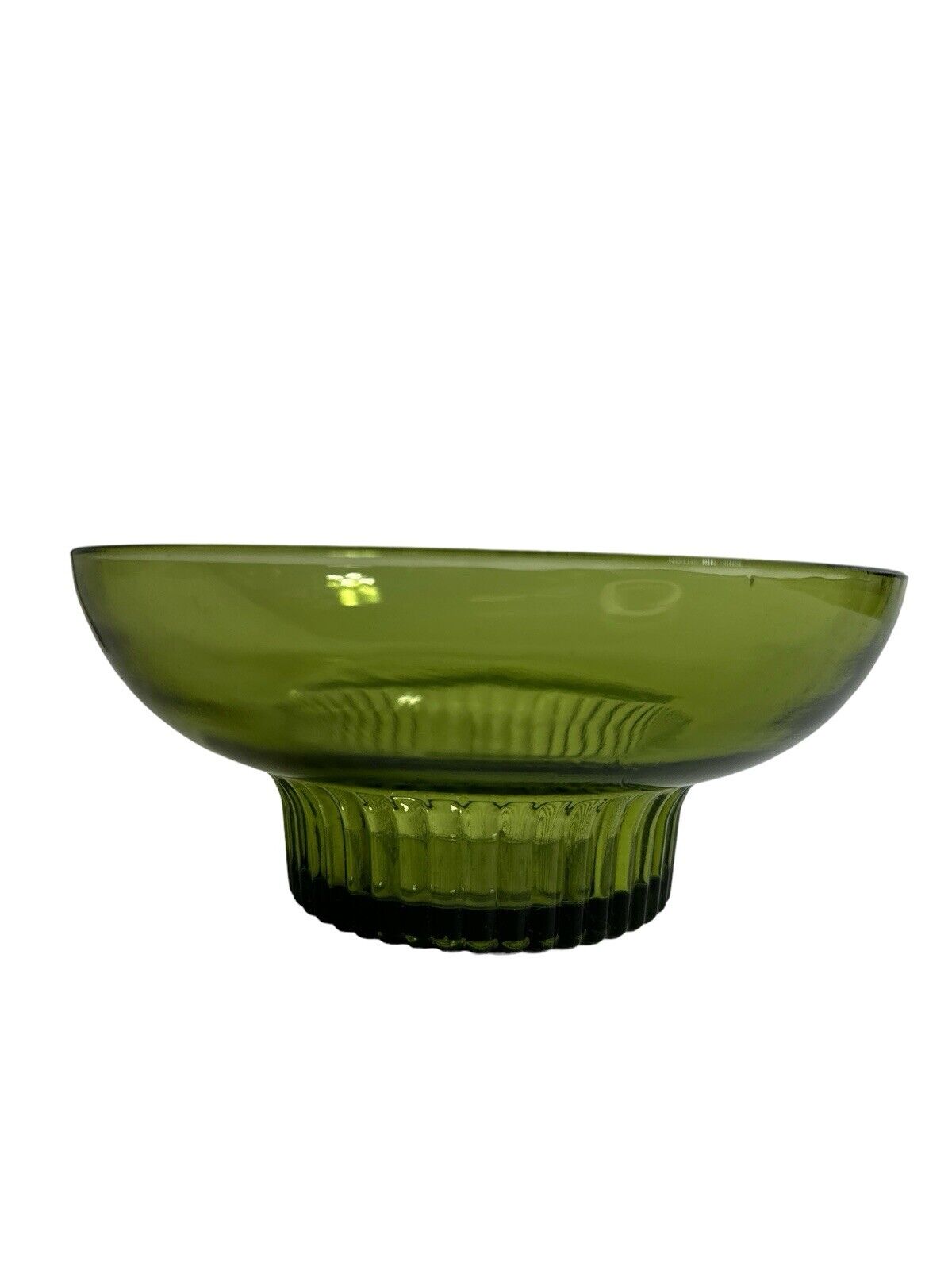 Vintage A.L. Randall Co. 1960s Green Candy Bowl with Ribbed Collar Base