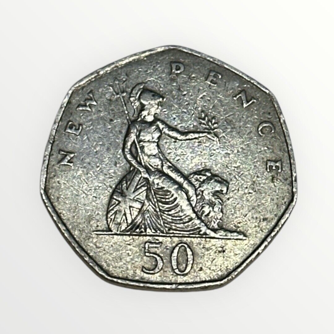 1969 United Kingdom Queen Elizabeth II 50 New Pence Coin