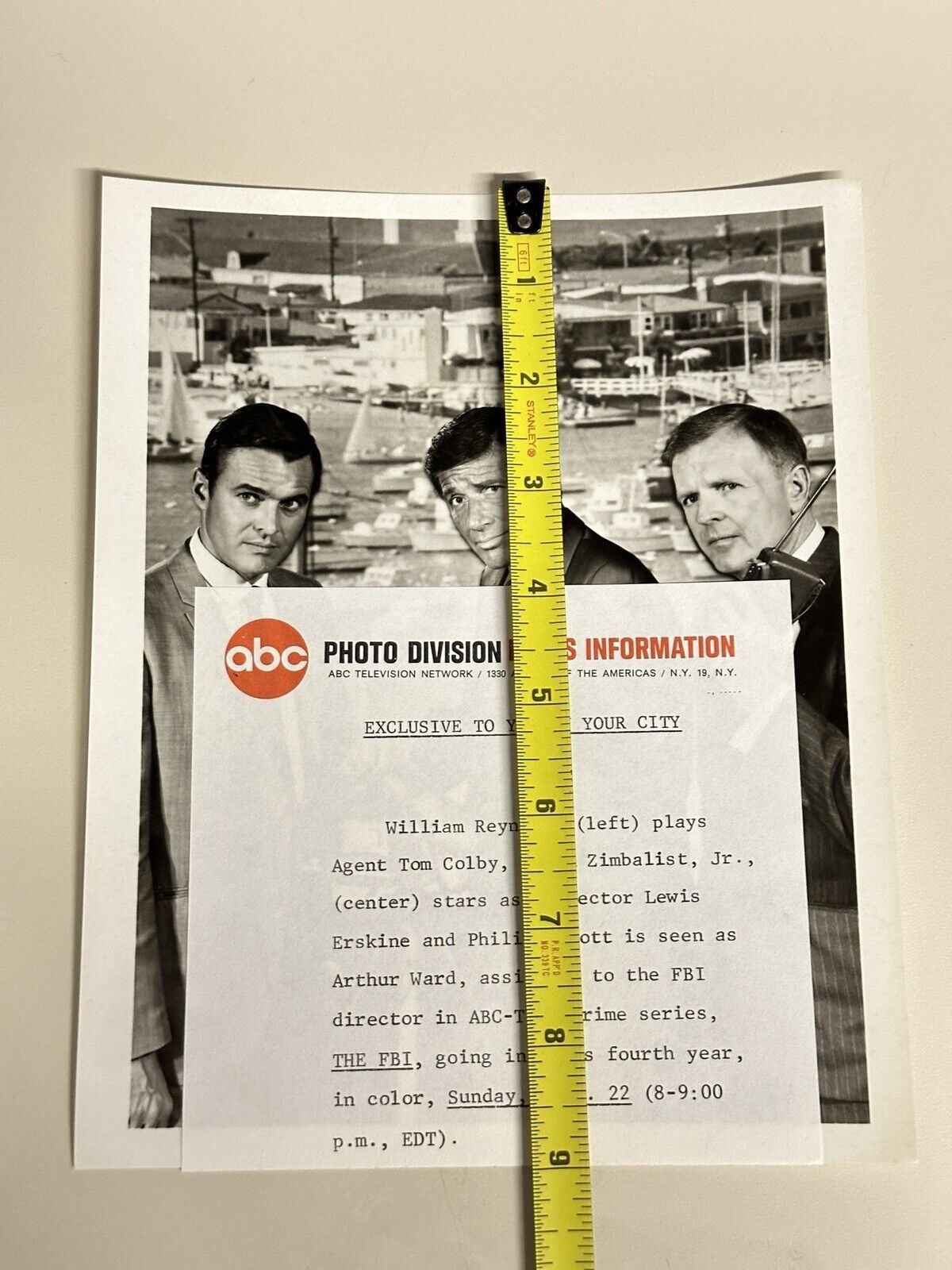1968 Press Release Photo The FBI Efren Zimbalist William Reynolds Philip Abbott