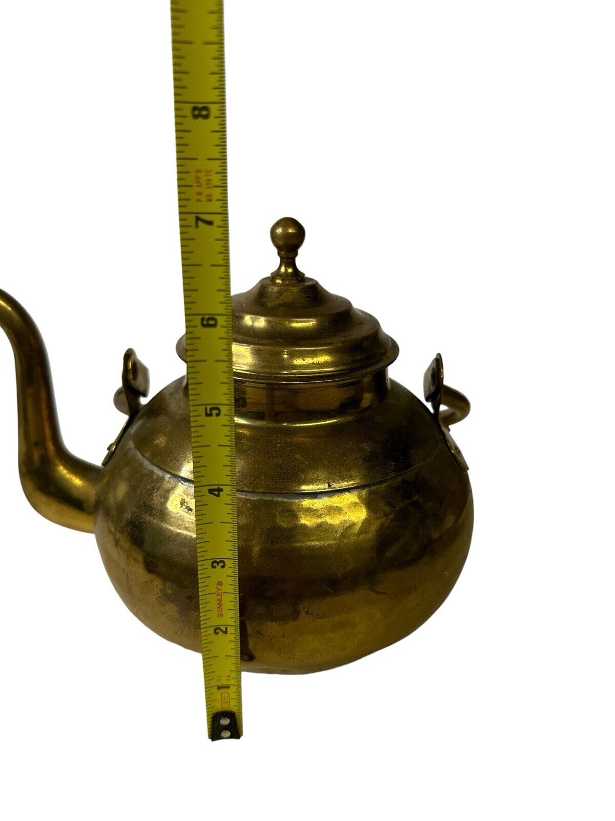 Antique Vtg Brass Lidded Metal Teapot, Kettle, Coffee Pot Handmade Kitchen Decor
