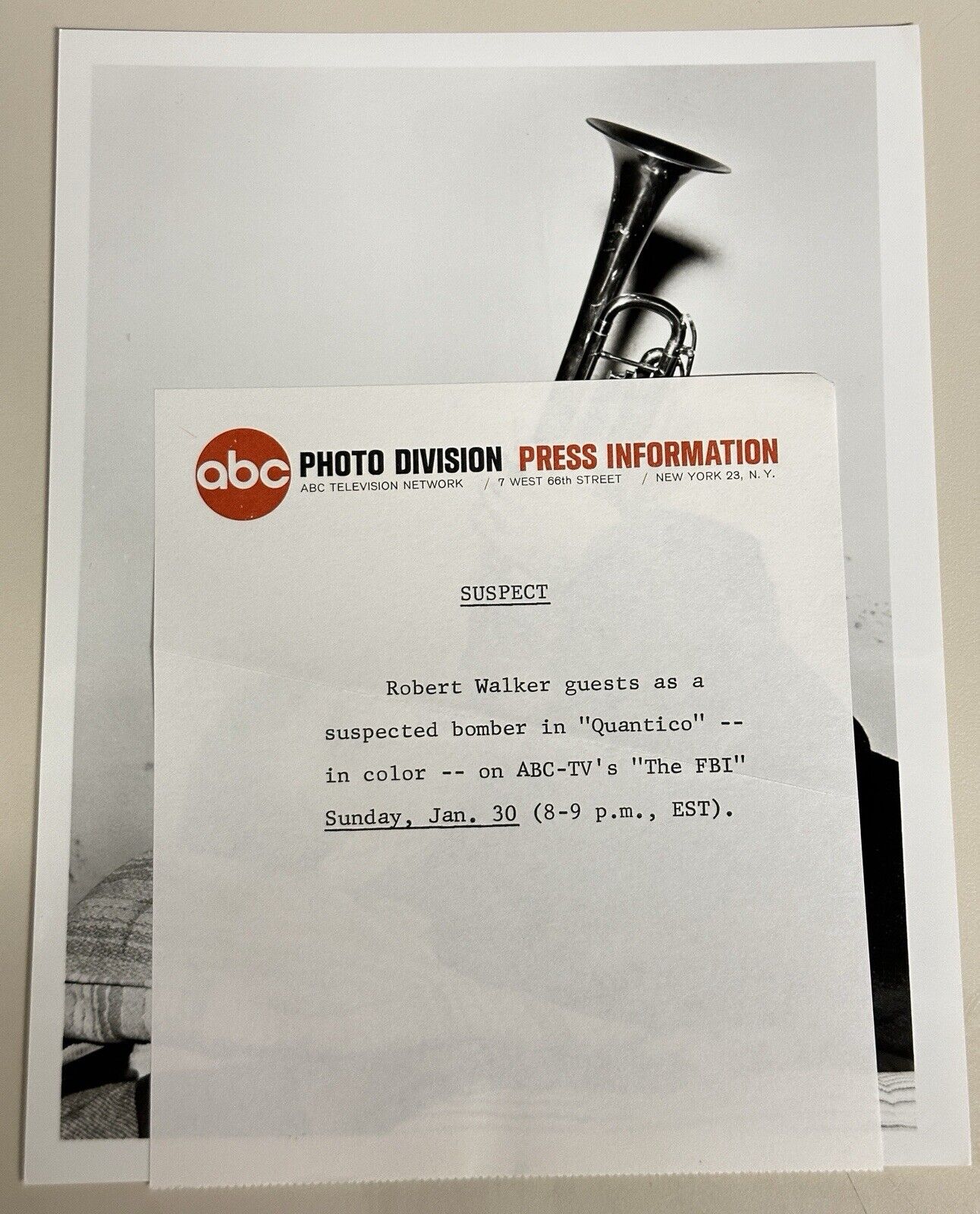 1966 Press Release Photo The FBI “Quantico” Robert Walker