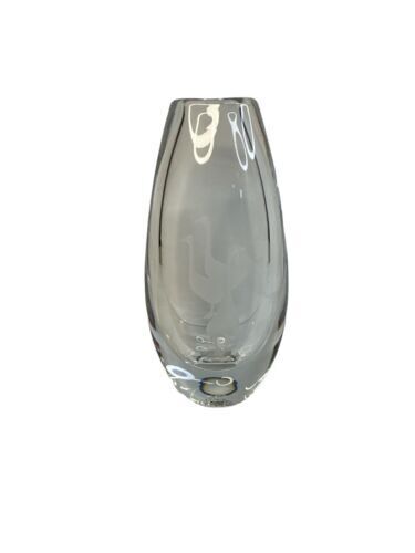 Kosta Boda 3 Geese Glass Vase 6.25” Signed And Numbered Beautiful Clear Glass