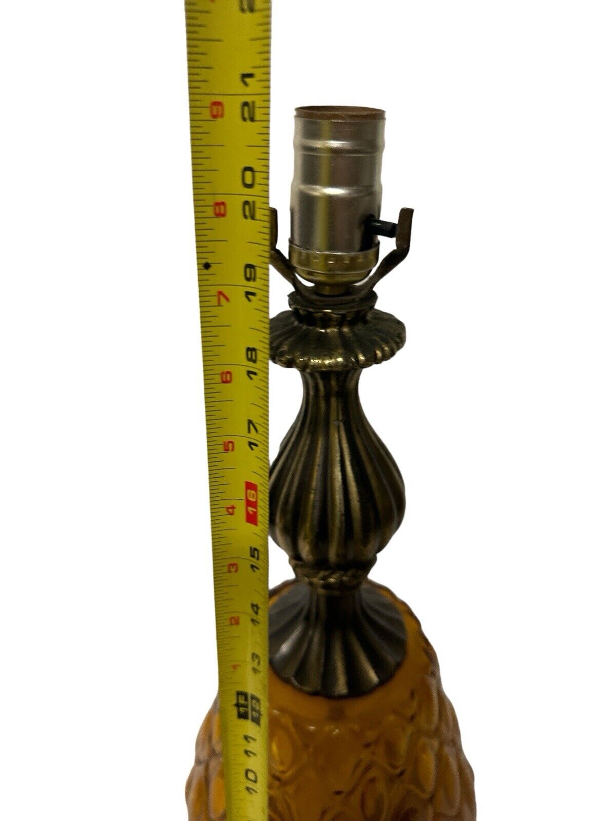 Vtg 1971 Hollywood Regency L & L WMC Table Lamp 21” Amber Globe Pineapple Works