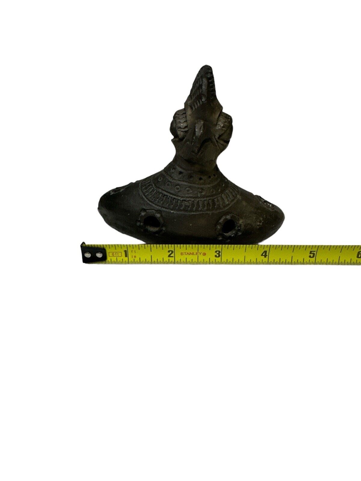 Primitive Looking Early Repo Peruvian Ceramic flying Bird Whistle Handmade
