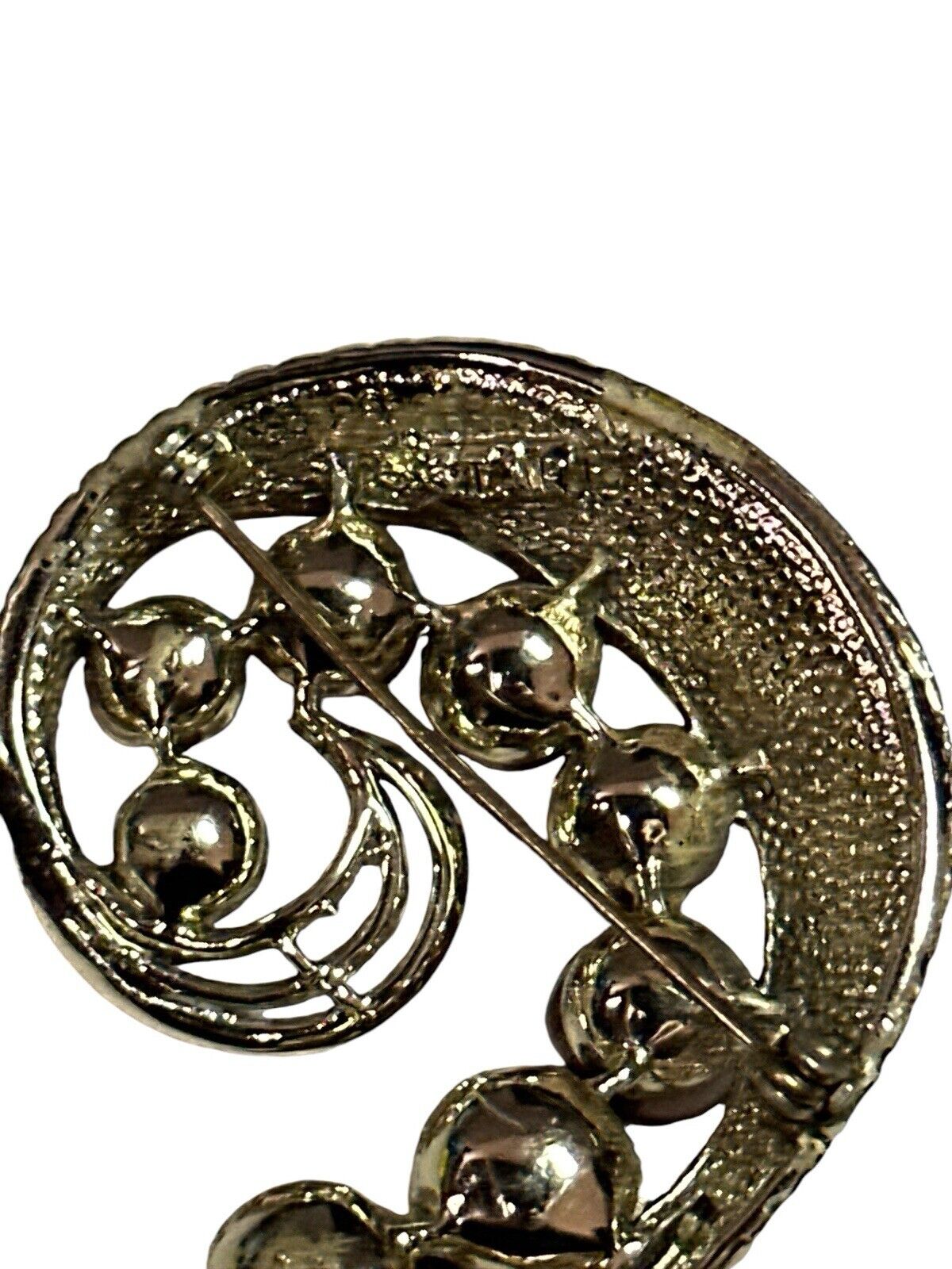 Vintage Signed Brooch STAR Gold Tone With Faux Brown Pearls Fall Colors