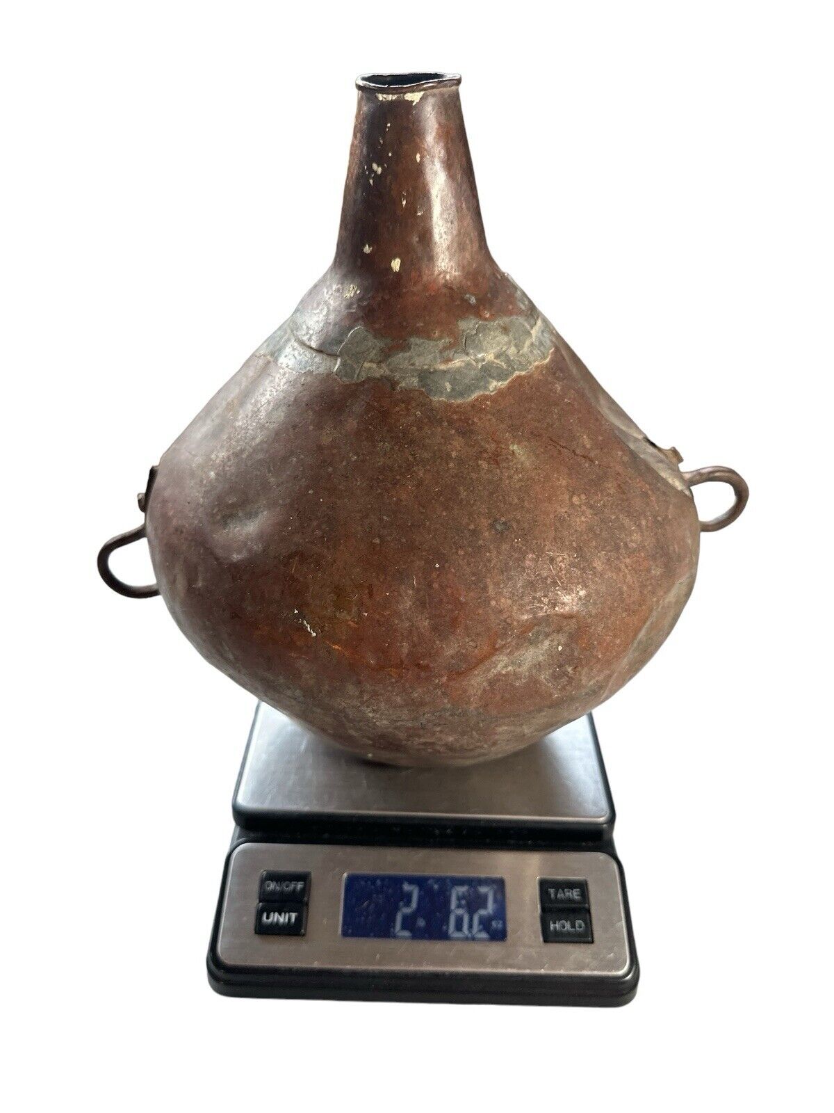 Primitive Central Mexican Spanish look Handmade Copper Metal Water Vessel