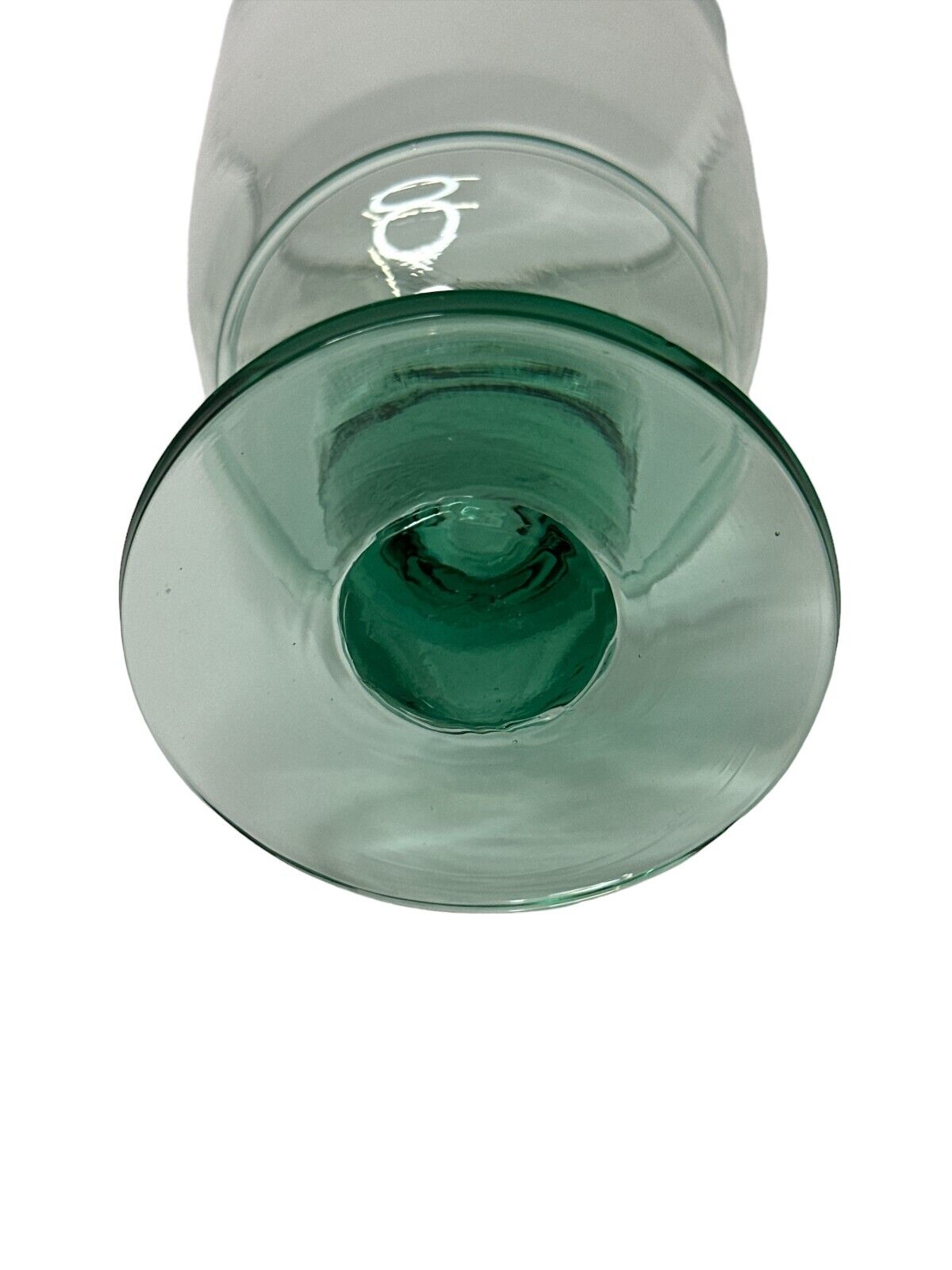 Vtg Hand Blown Light Green teal Stem Wine Glasses Or Goblets 6.5" Tall