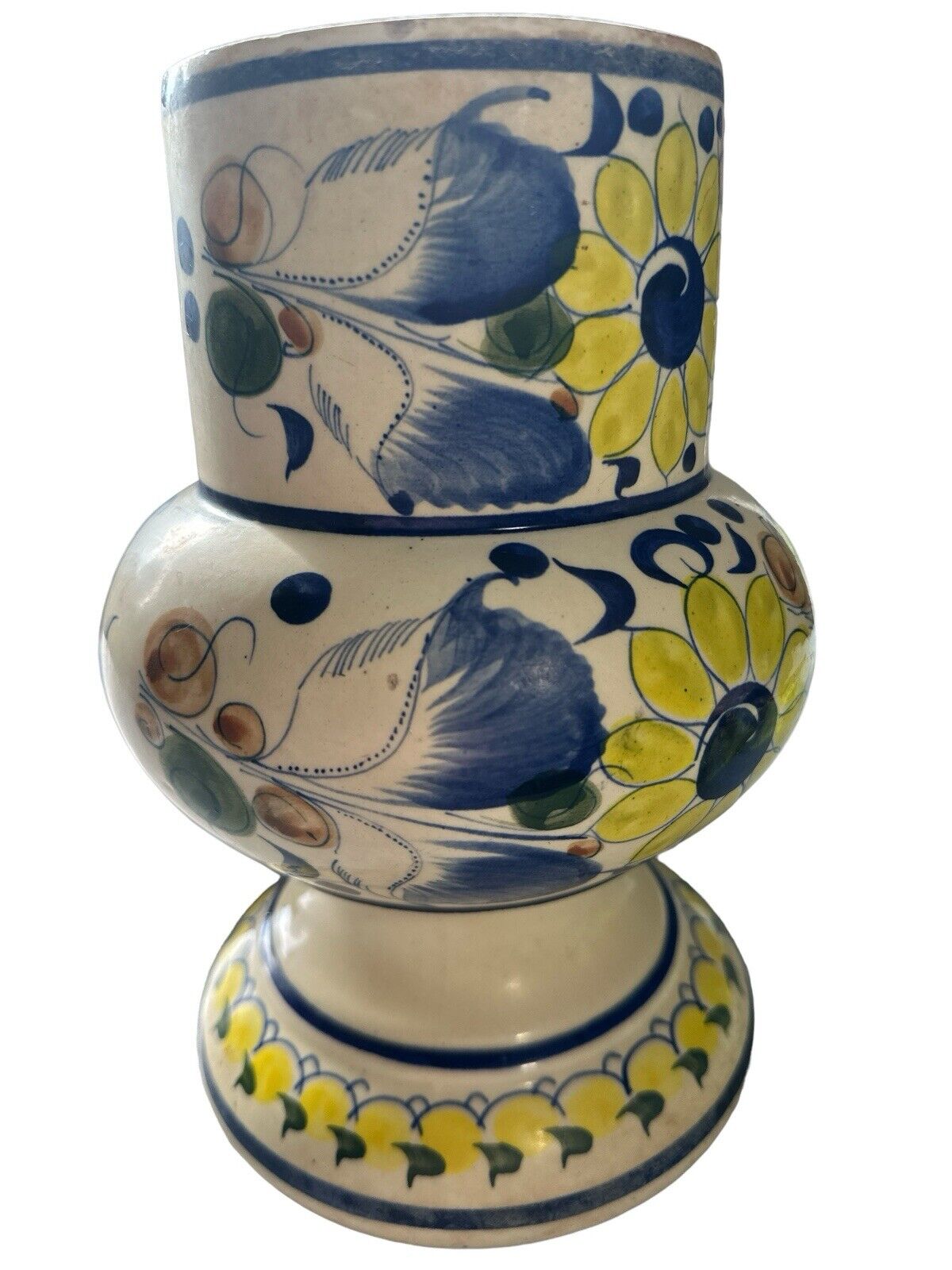 Authentic Handmade Mexican Talavera Pottery Hand Painted Ceramic Stoneware Vase
