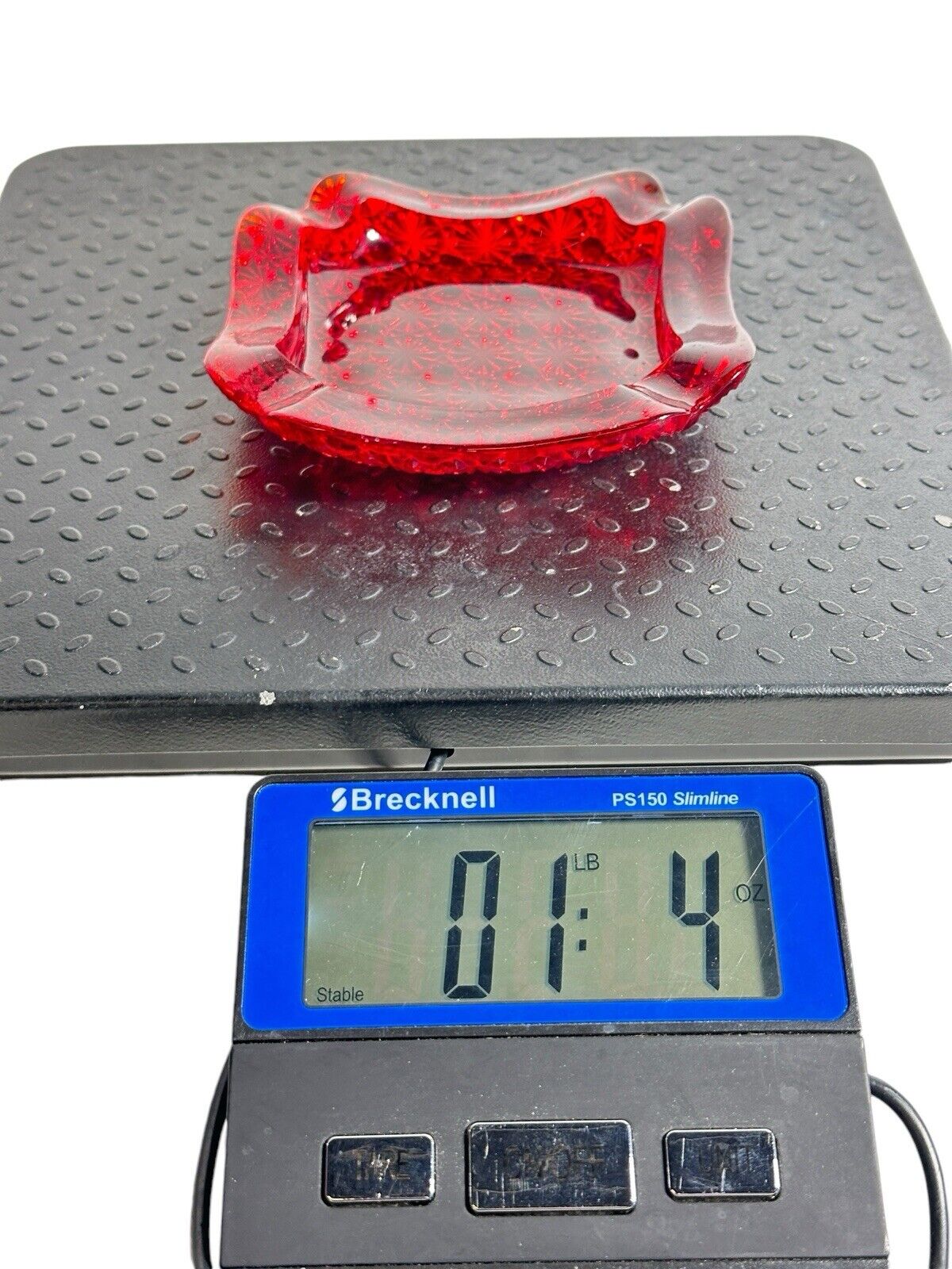 Vintage Daisy and Button Ashtray by L.G. Wright-Ruby Red