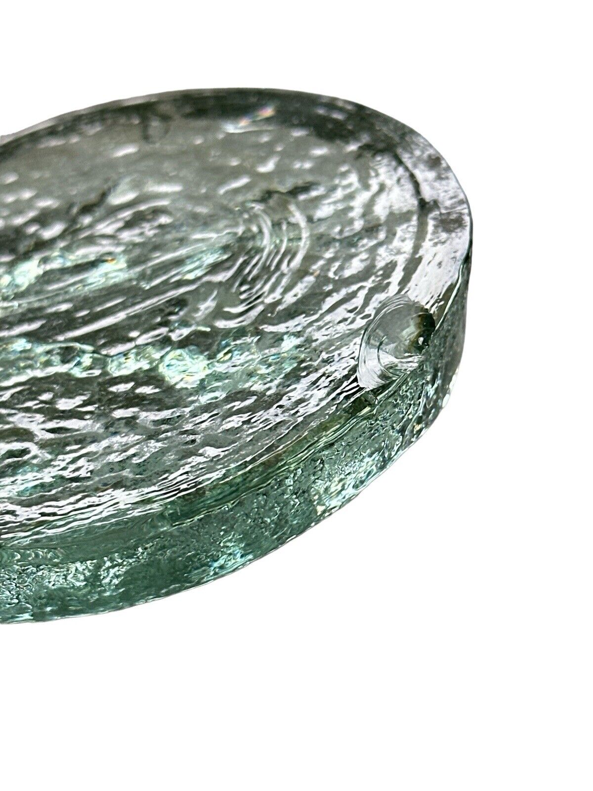 Vtg Pressed Glass Moon Face Round Paperweight Mid-Century Artmade In Mexico 4”