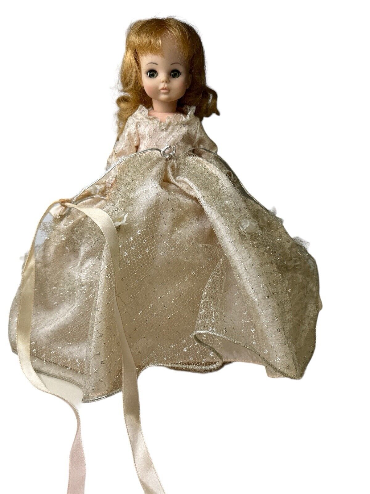 Vintage 1970-Madame ALEXANDER-CINDERELLA-vinyl doll 13" tall-Lace Dress