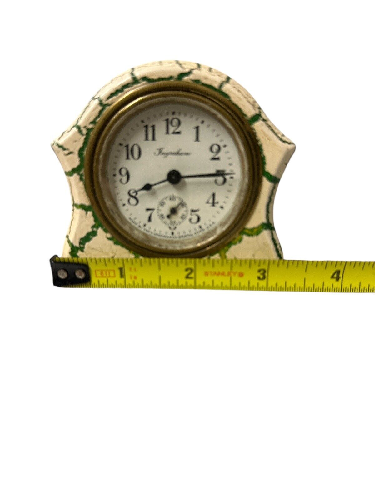 Rare Old Vtg E. Ingraham Cock Co Small Crackle Wind Up Alarm Clock not working