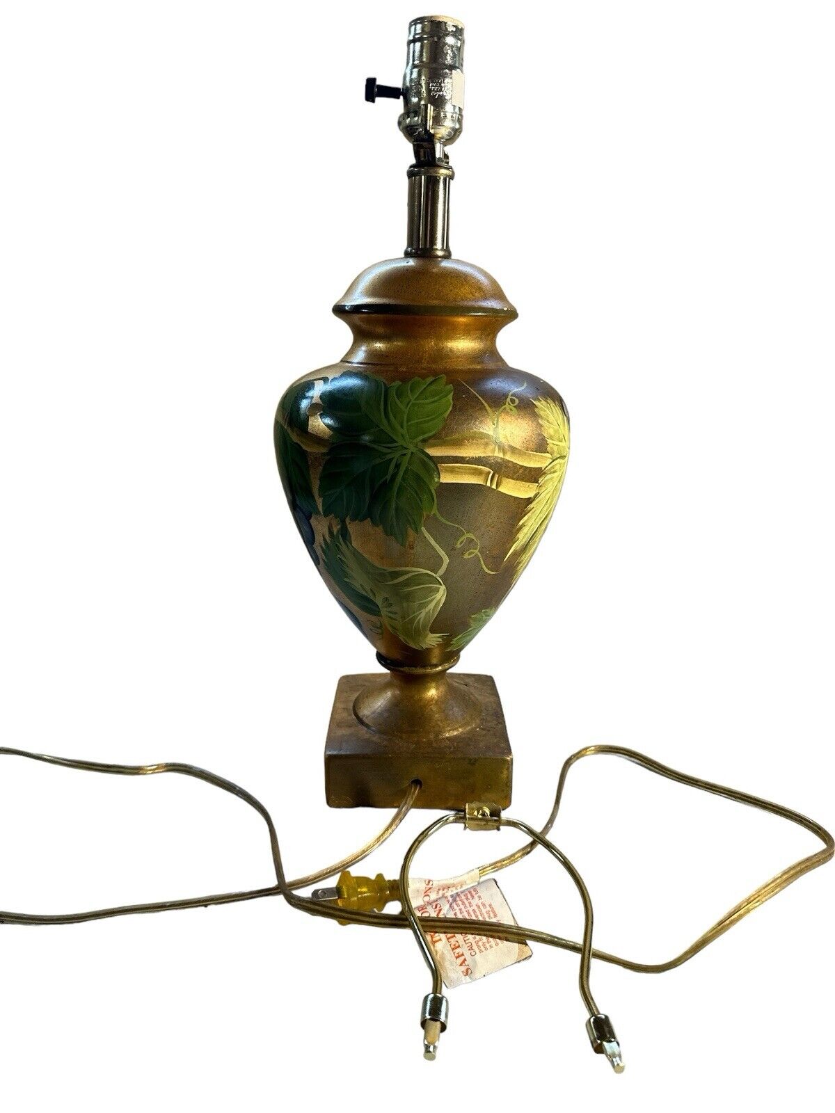 vintage Italian style Hand Painted Grape Vine Decor Ceramic Lamp