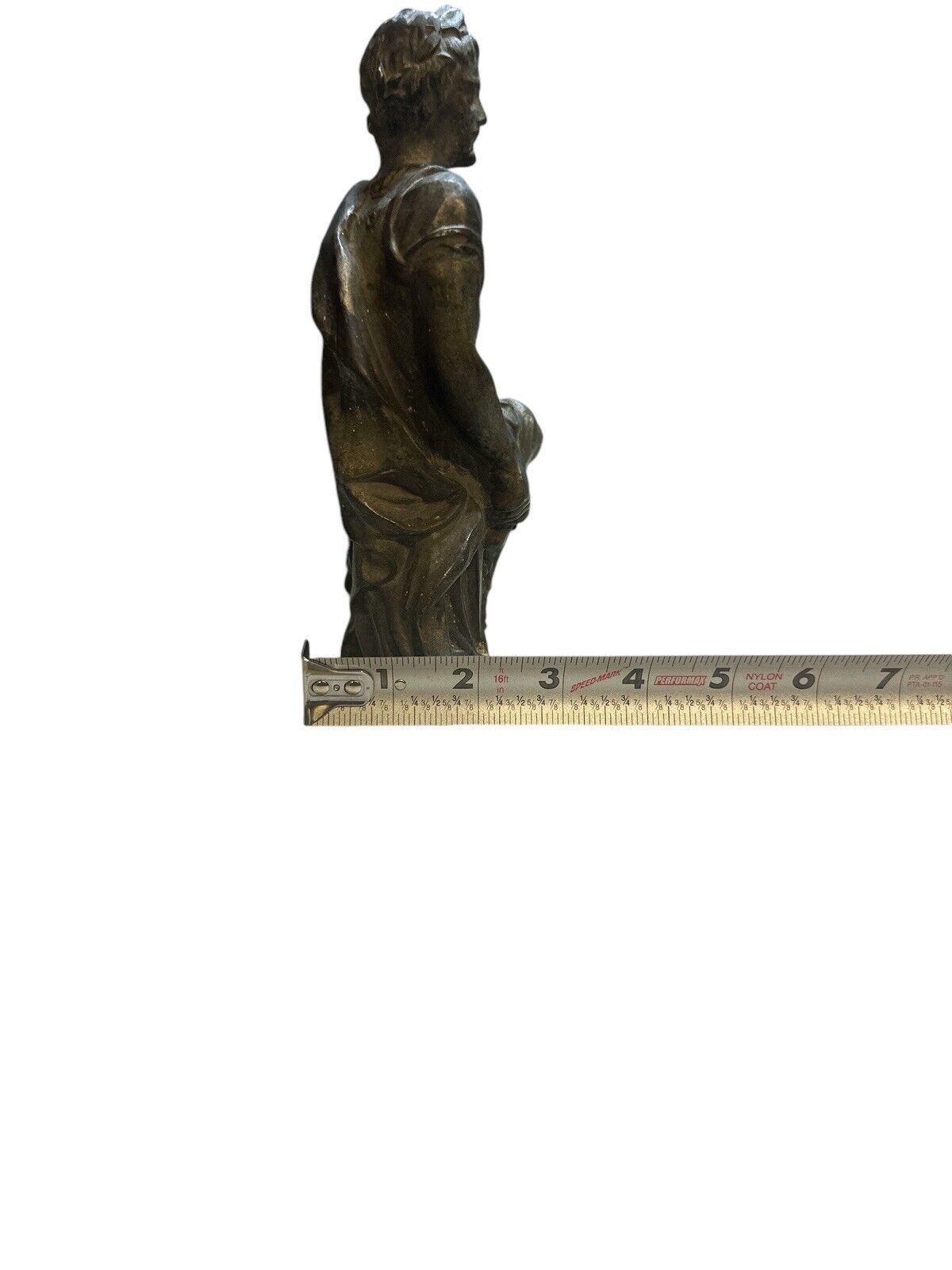 Antique Non Magnetic Cast Metal Roman Soldier Clock Topper 8" x 6.5"
