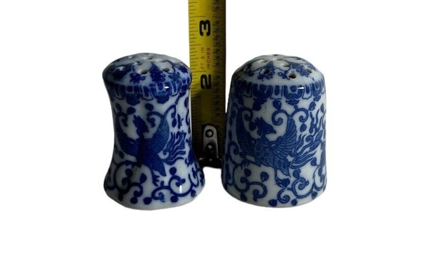 Vintage Phoenix Blue On White Salt And Pepper Shakers Made In Japan