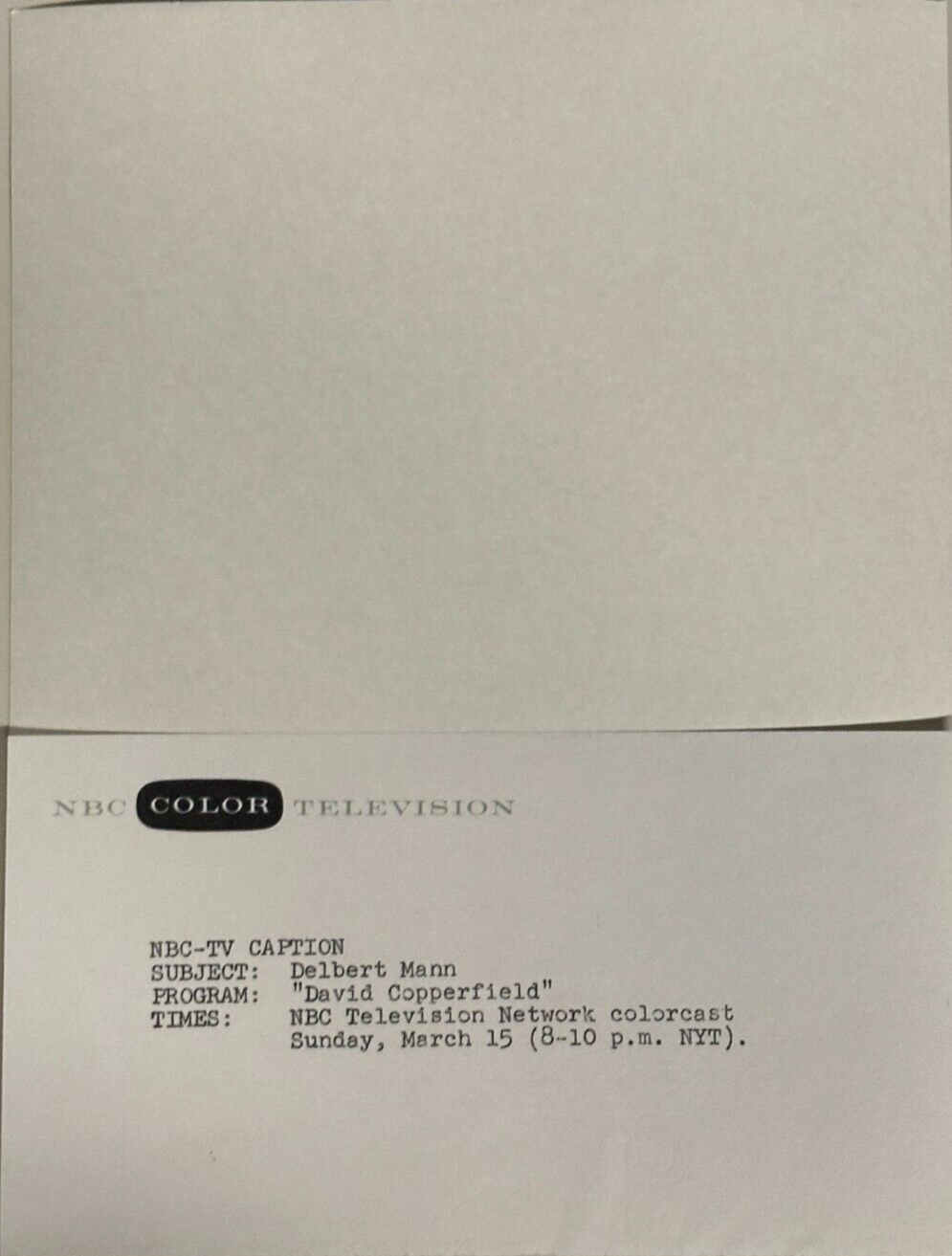 Vtg 1970's Photo of Delbert Mann Winning Director 2 Hour Show David Copperfield