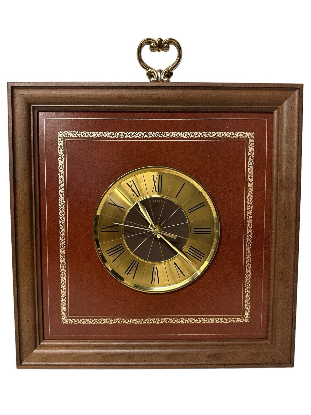 Vintage MCM Elgin Wall Hanging Clock 15" X 15" Very Nice Working Condition