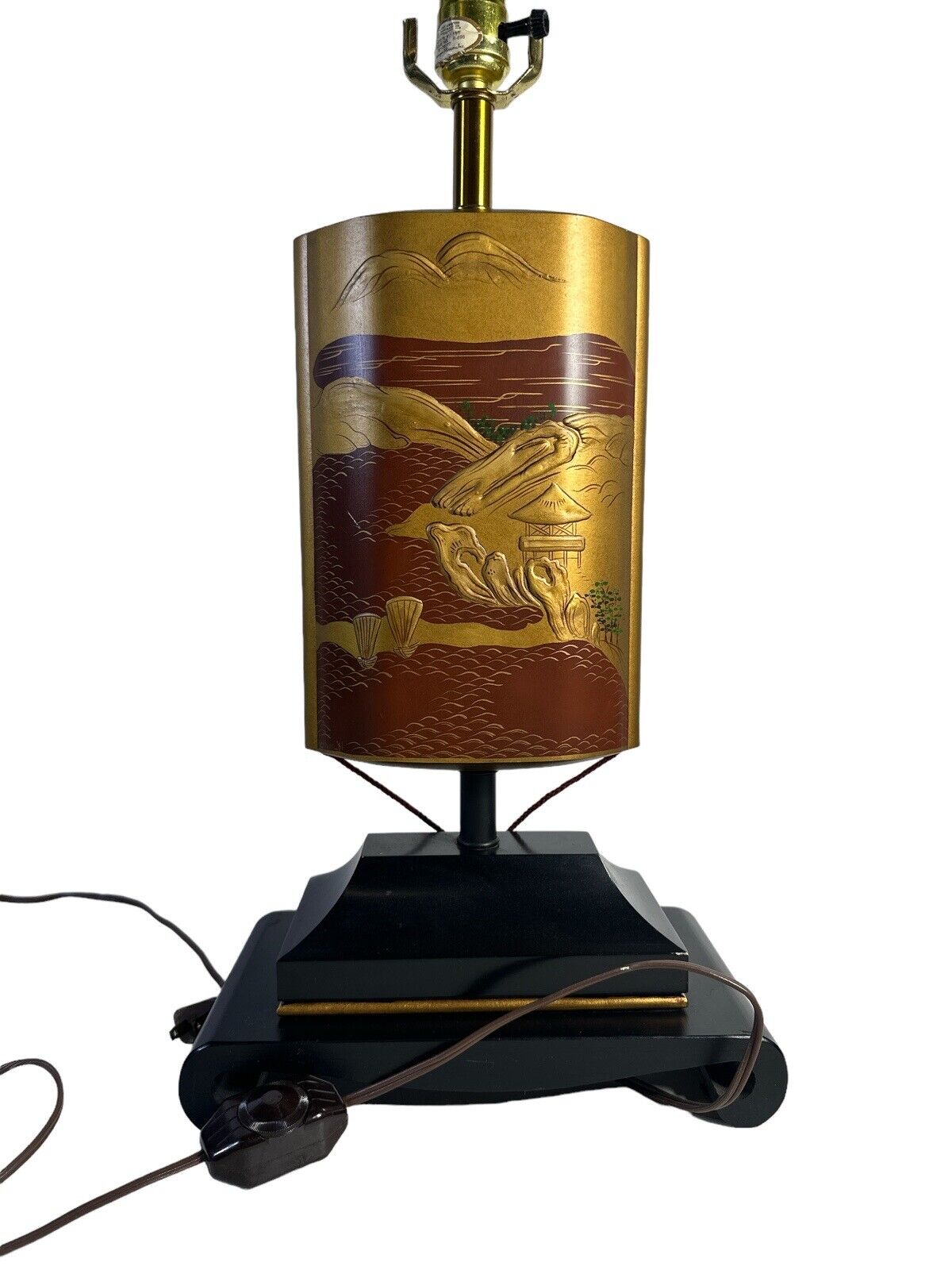 La Barge Mirror Inc. Asian Inspired Mountain Bridge Scene Beautiful Table Lamp