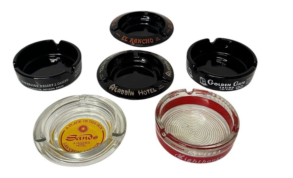 Lot of 6 Vintage MCM 1970’s Hotel Casino Ashtrays Rare Types