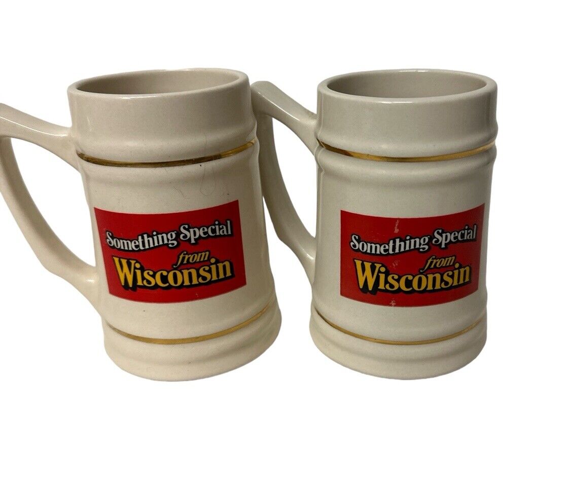 2 Vtg Ceramic Beer Mugs Something Special Wisconsin 1990 Nasao Milwaukee