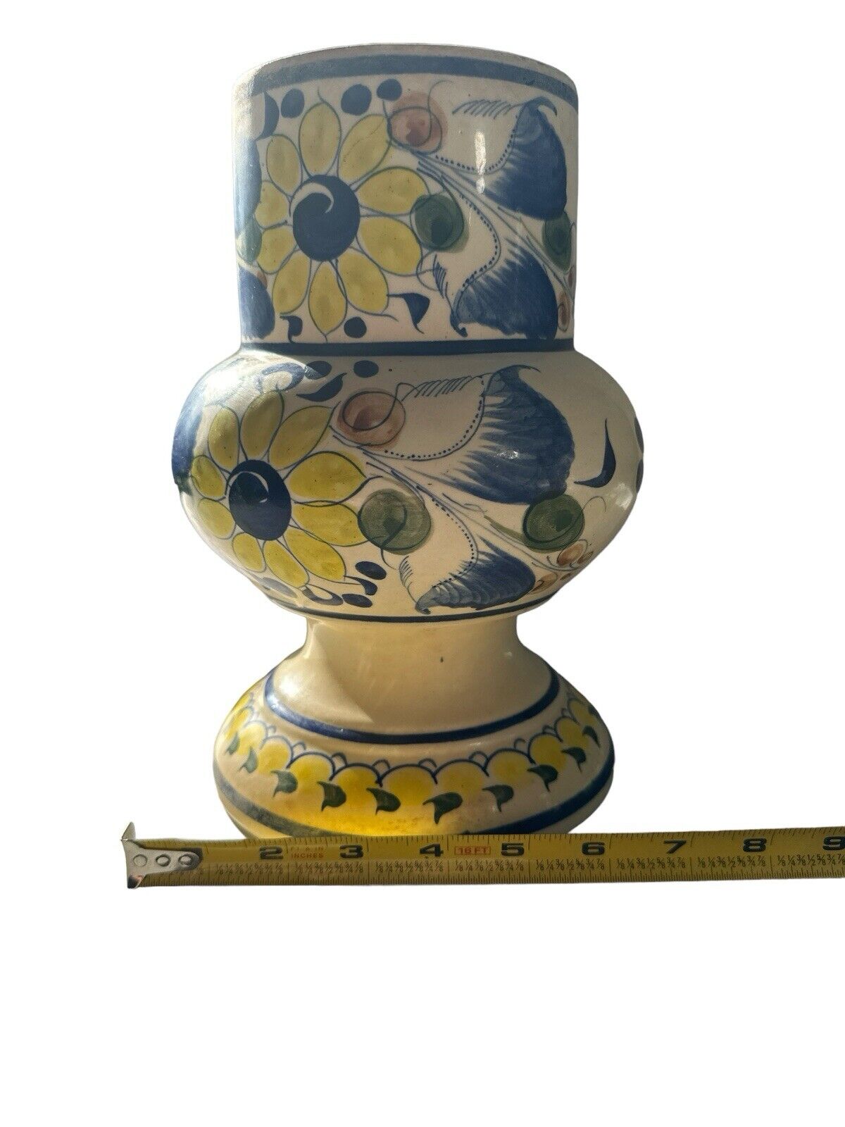 Authentic Handmade Mexican Talavera Pottery Hand Painted Ceramic Stoneware Vase