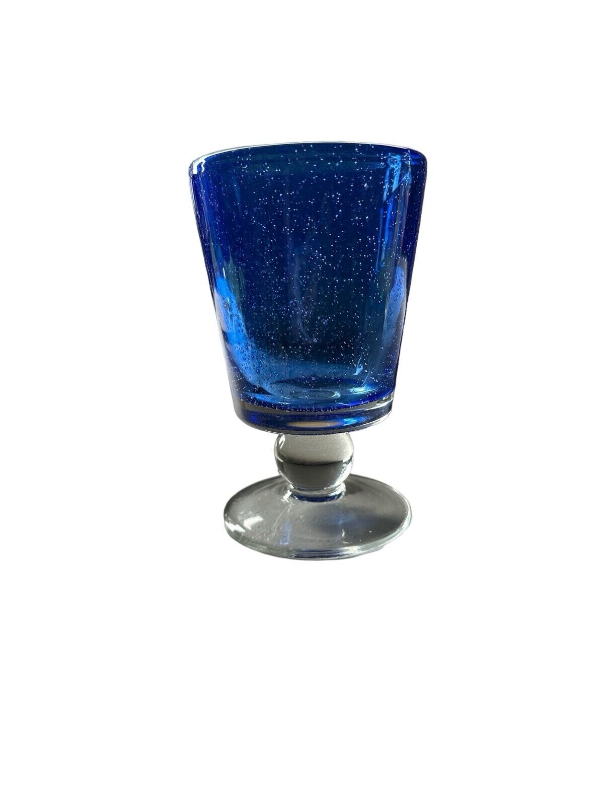 Authentic Blown Glass Cocktail Goblet Cobalt Blue Made In Mexico Tonala 5.5”