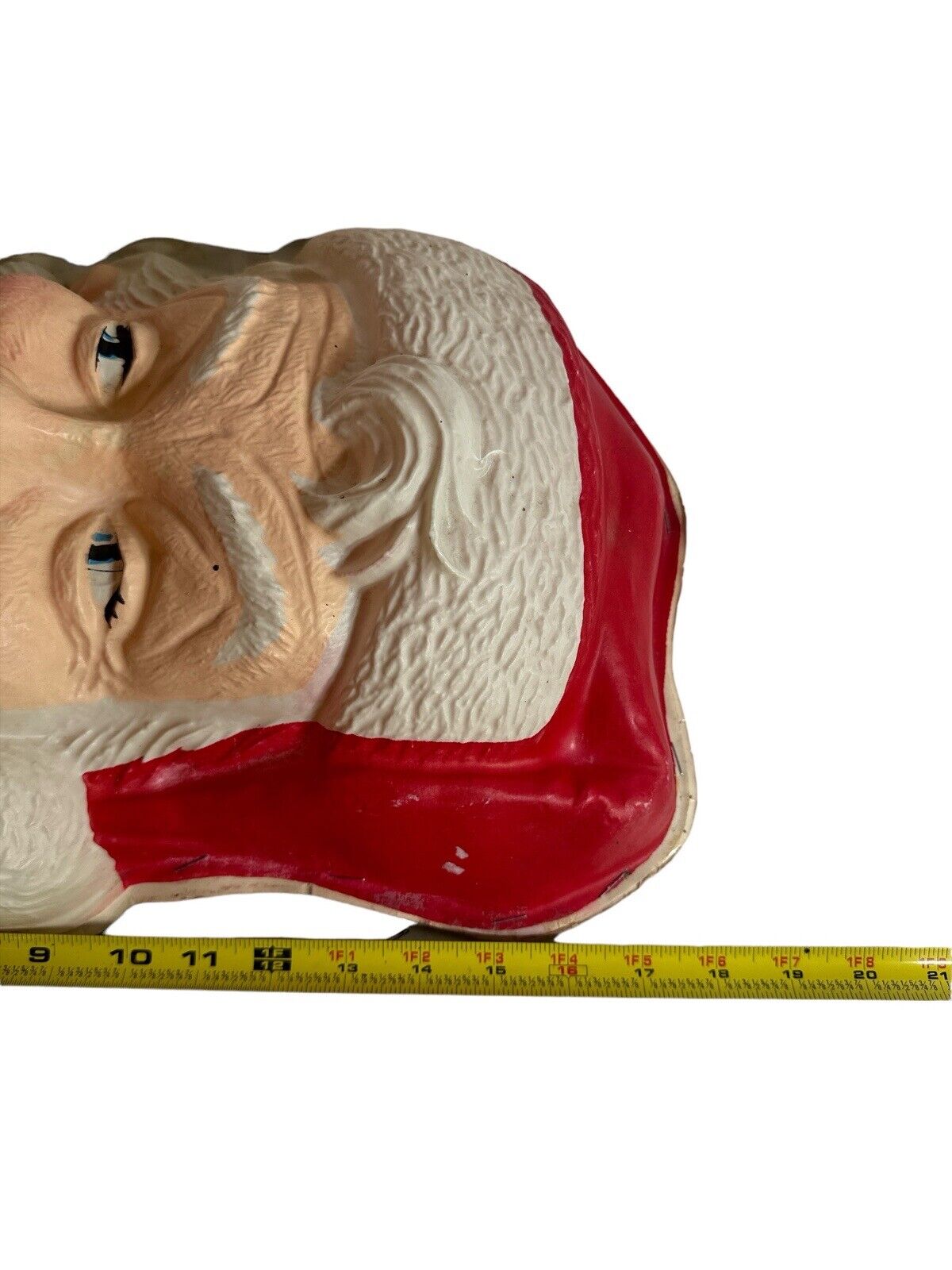 Vtg Large 18” Christmas Santa Face Molded Plastic And Cardboard 1950’s Light up