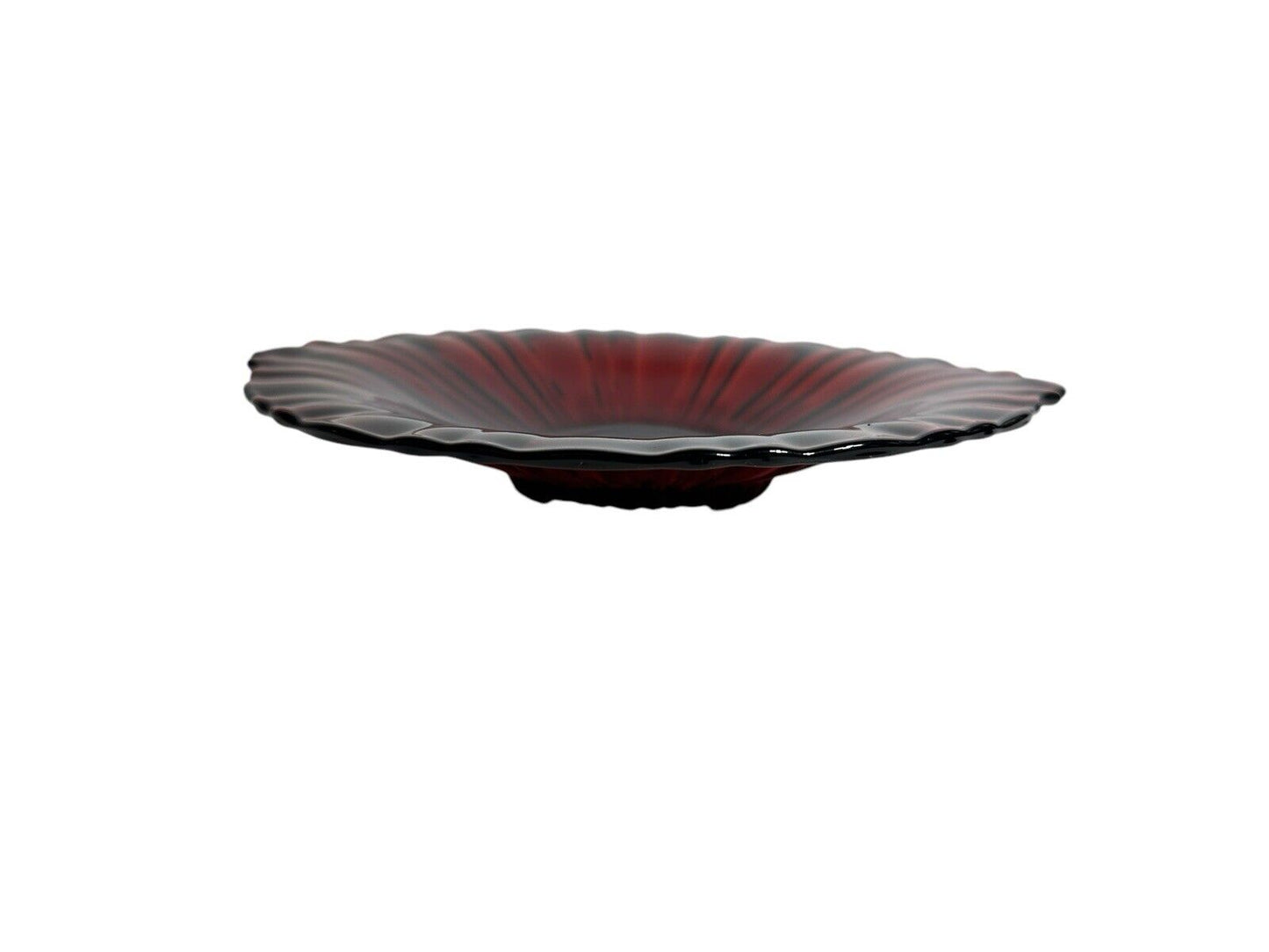 Vintage Anchor Hocking 1950’s Ruby Red Candy Serving Glass Plate 8” Diameter