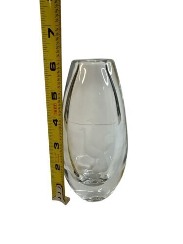 Kosta Boda 3 Geese Glass Vase 6.25” Signed And Numbered Beautiful Clear Glass