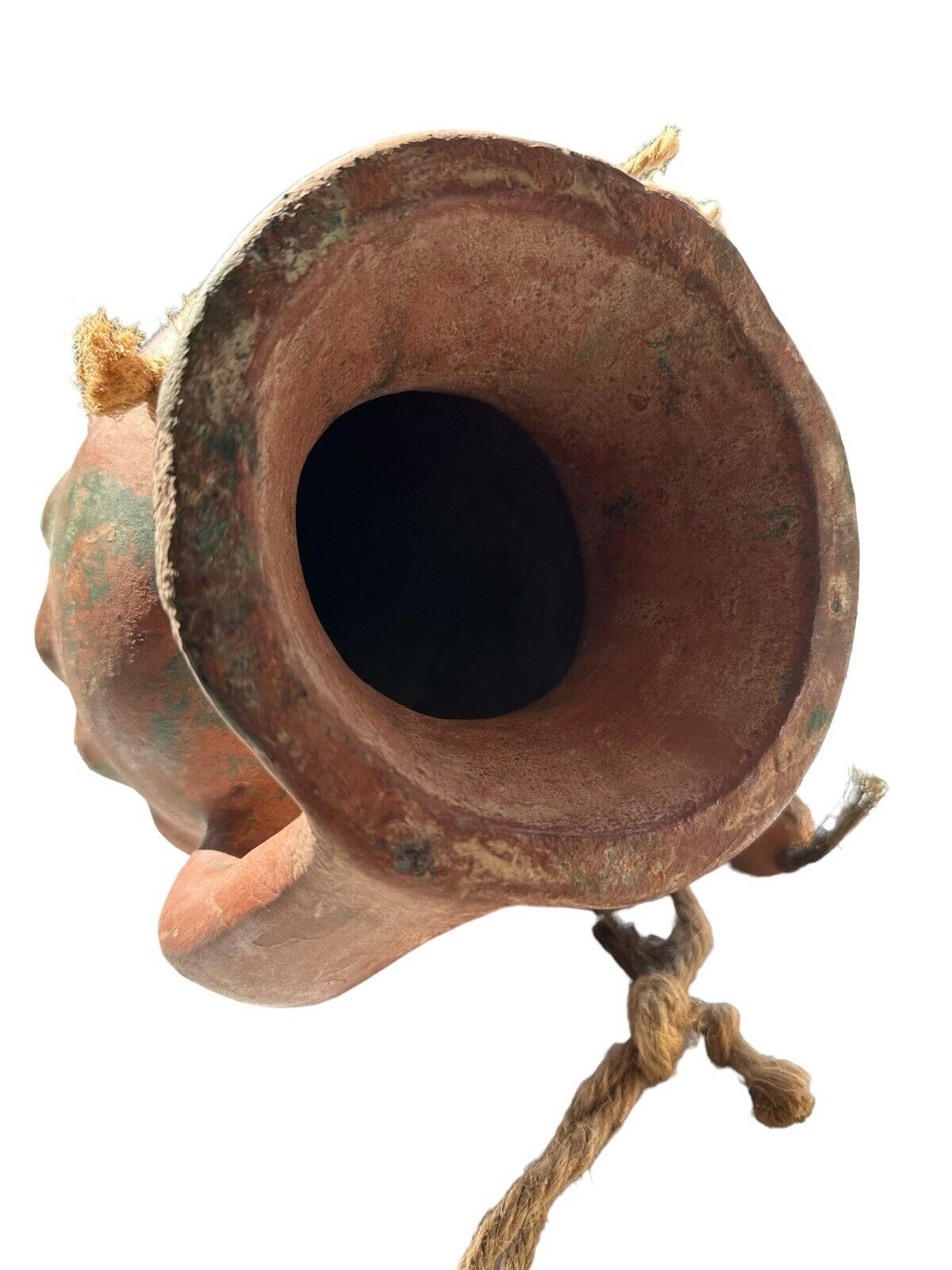 old Huasteca Region Clay hanging water Vessel made in mexico 9”x 8” Mid 1900’s