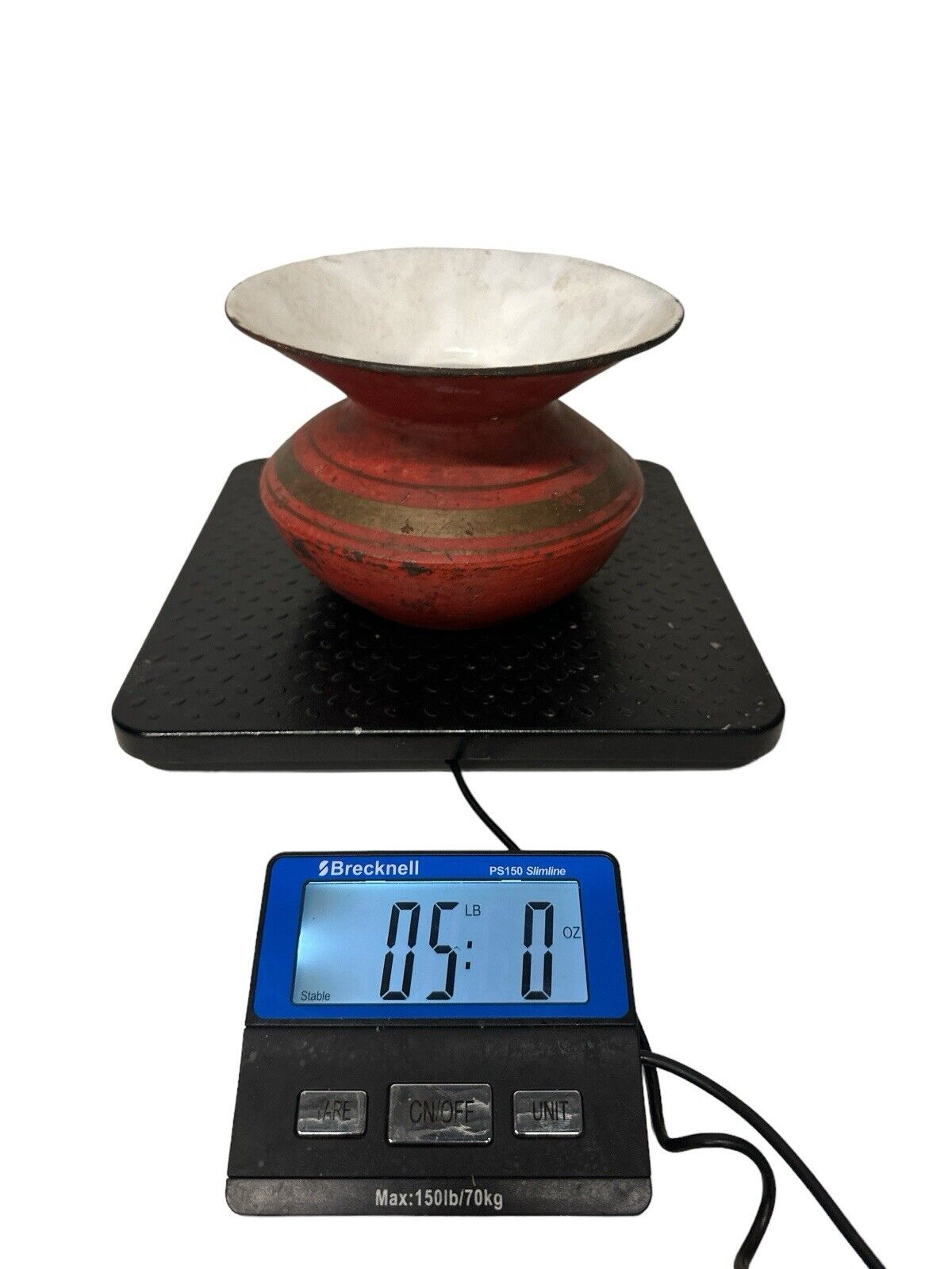 Beautiful Antique 1890’s Rare Color Cast Iron Enamel Spittoon Cuspidor