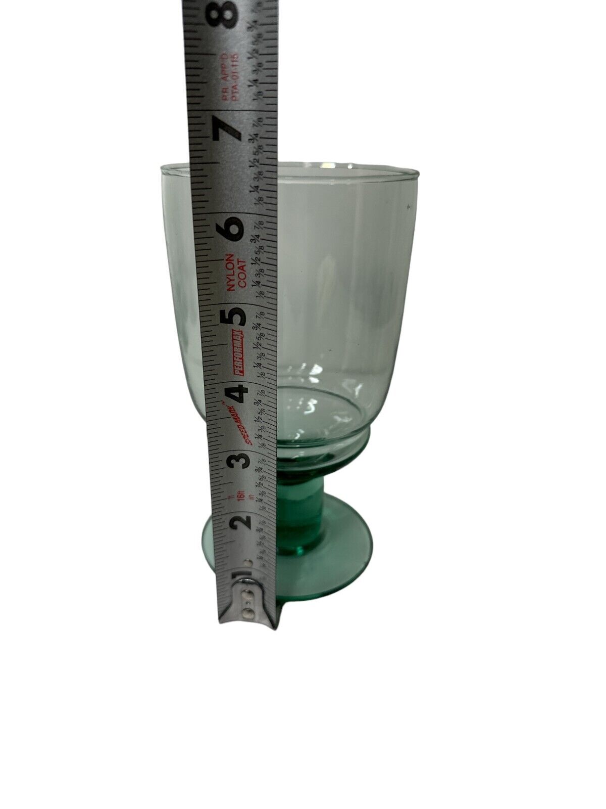 Vtg Hand Blown Light Green teal Stem Wine Glasses Or Goblets 6.5" Tall