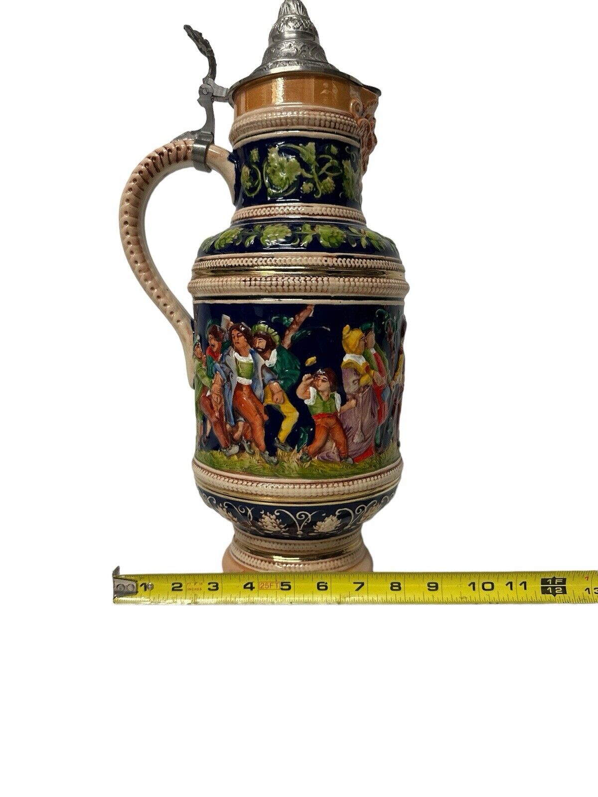 S. P. Gerz Stein W. Germany "Carousers" 3.0 L w/ pewter lid 16.5” Tall No. 403