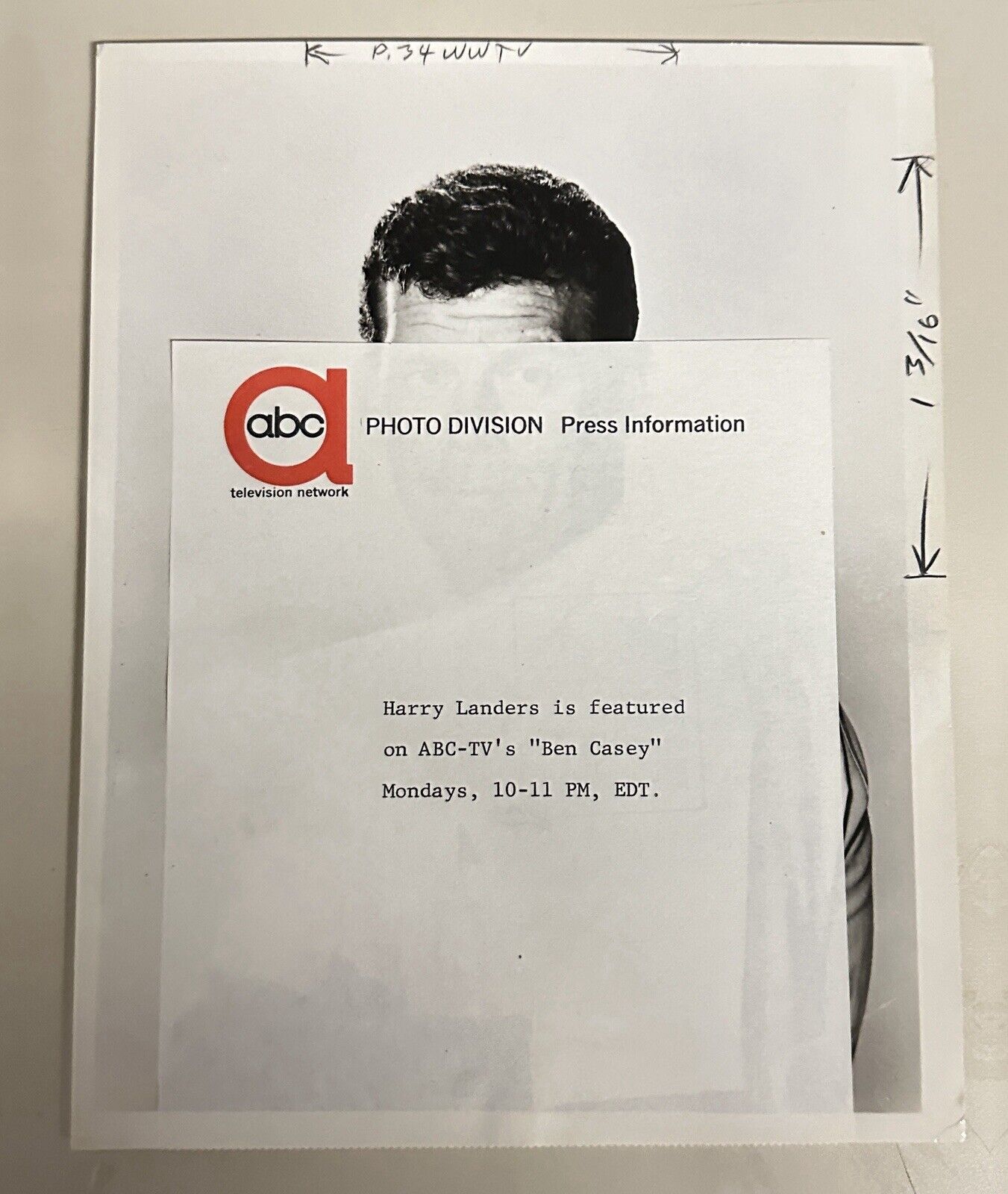 1962 ABC TV Series Press Release Photo Harry Landers In Ben Casey
