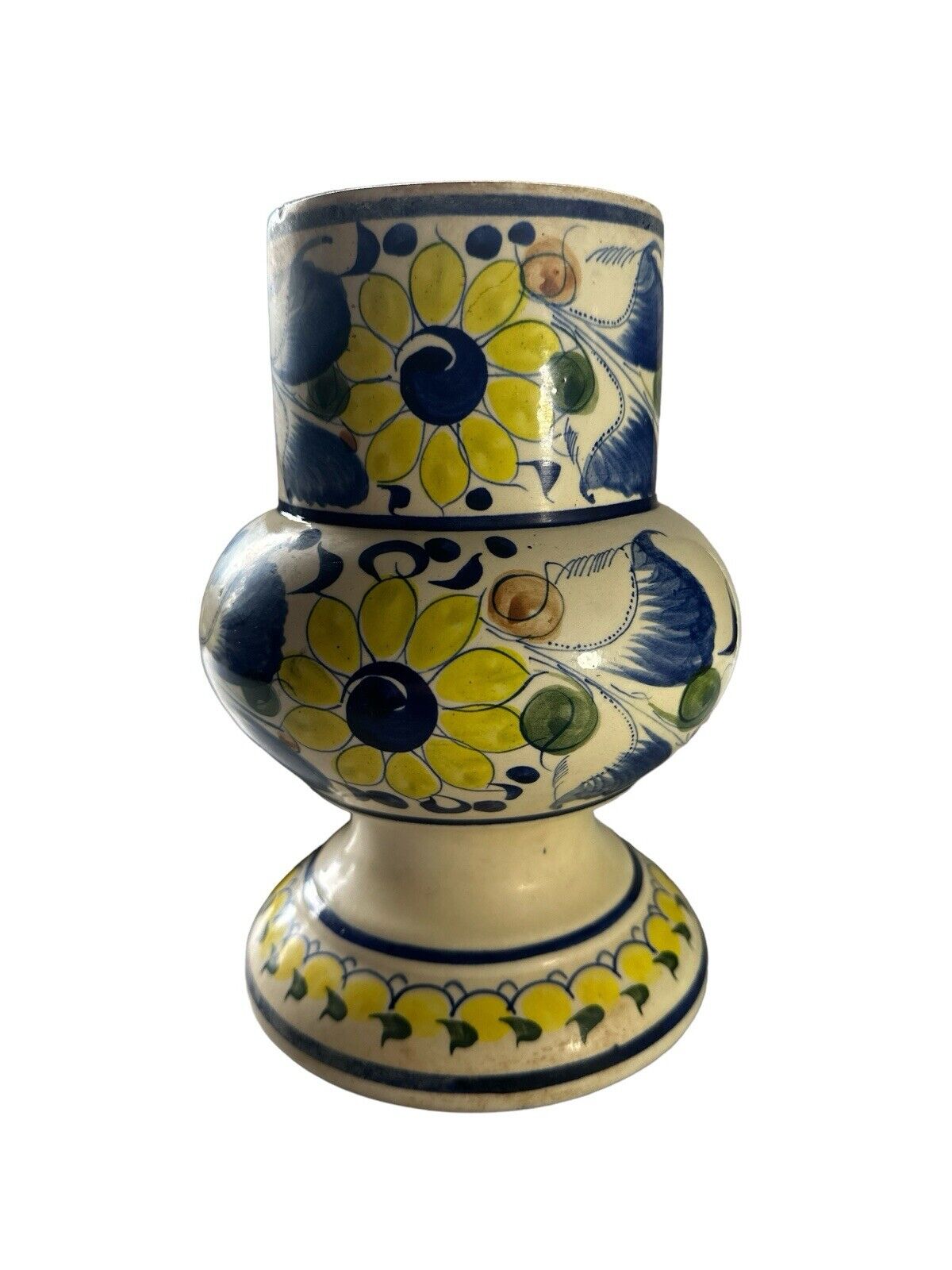Authentic Handmade Mexican Talavera Pottery Hand Painted Ceramic Stoneware Vase