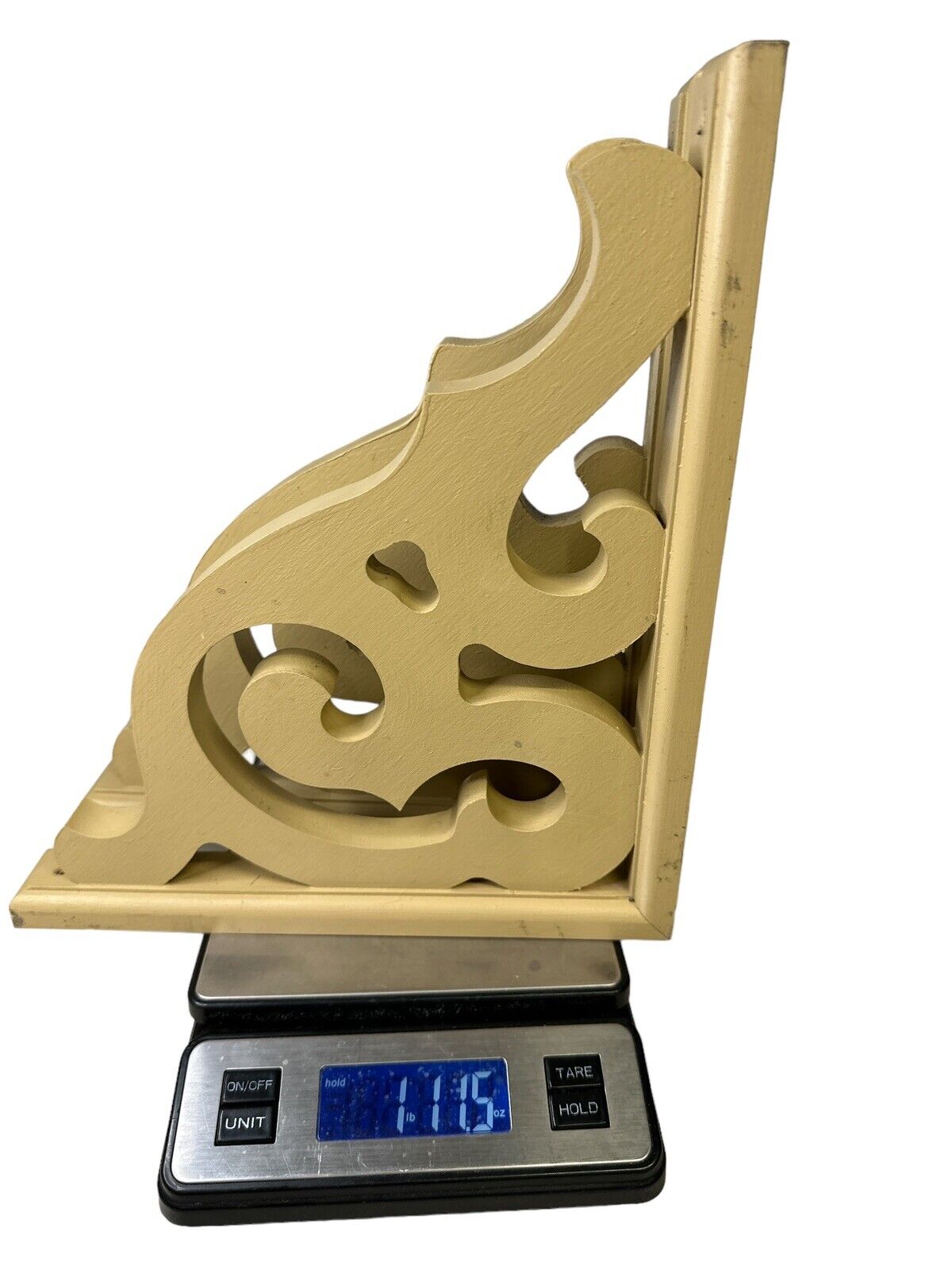 Vtg Cream Colored Wood Corbel Shelf Brackets 12” X 10.5”x 1.75”