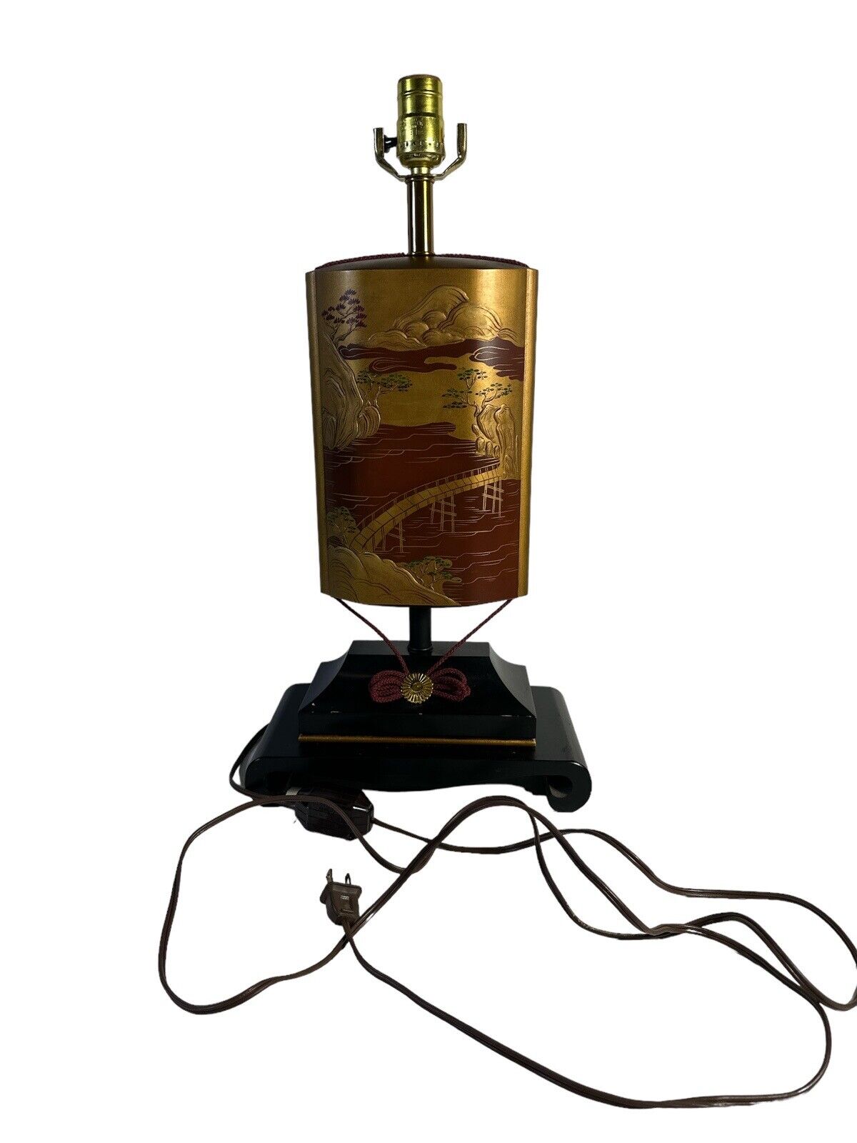 La Barge Mirror Inc. Asian Inspired Mountain Bridge Scene Beautiful Table Lamp