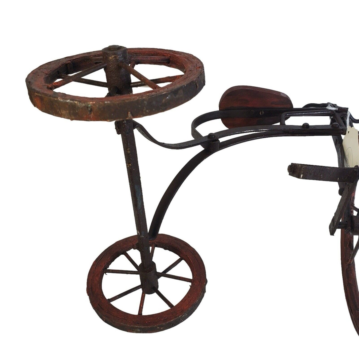 Antique Handmade Metal Iron & Wood Decorative Tricycle Decor Large 15”