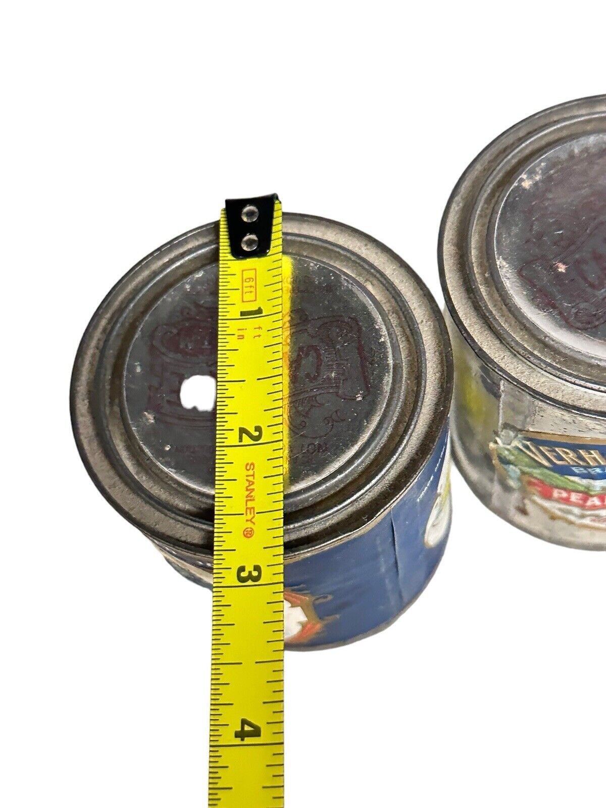 2 1920s Verhampshire brand & Wayne Small Tin Cans Cantique TM Antiques