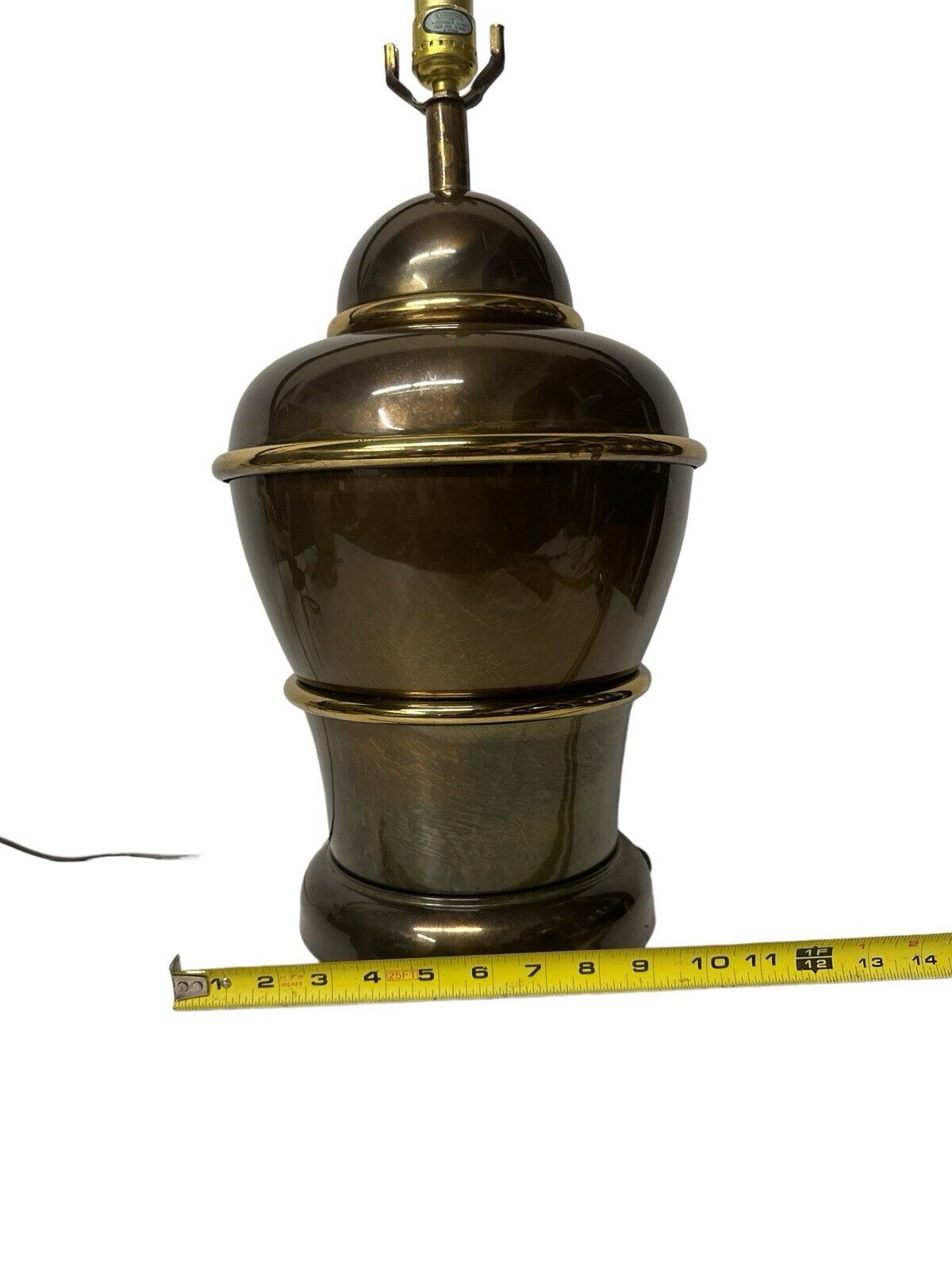 Vtg 1970’s MCM Brass Two Tone Table Lamp Ginger Jar Shape Westwood Industries