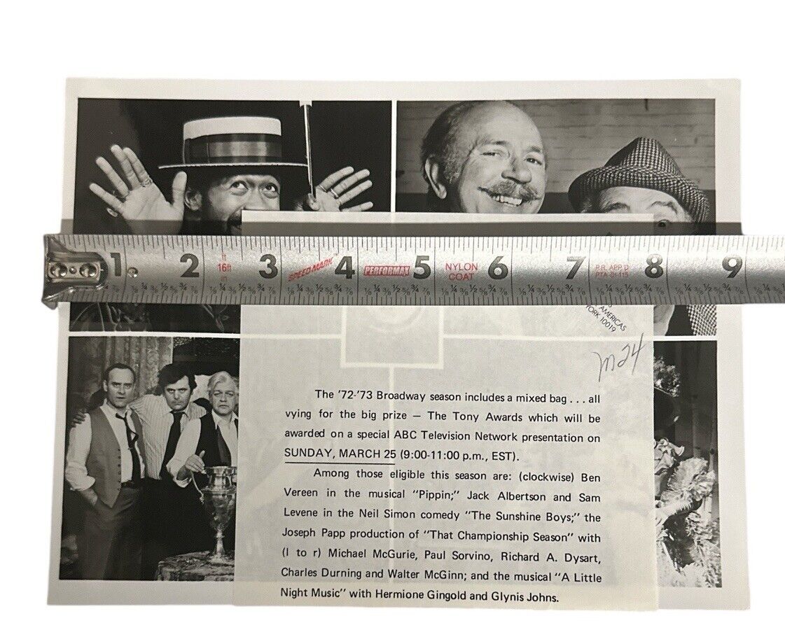 1973 Annual Tony Awards 1973 Press Release photo Theatre Season Composite