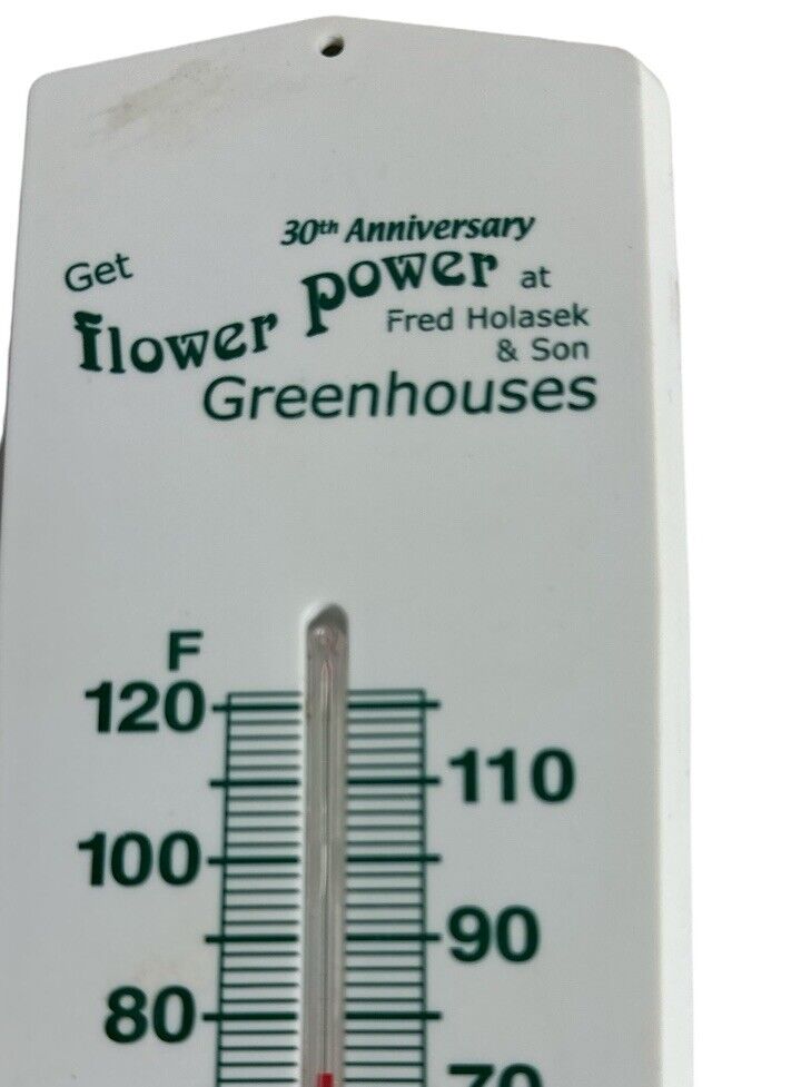 Vintage Flower Power Greenhouse Advertising Plastic Thermometer 11”