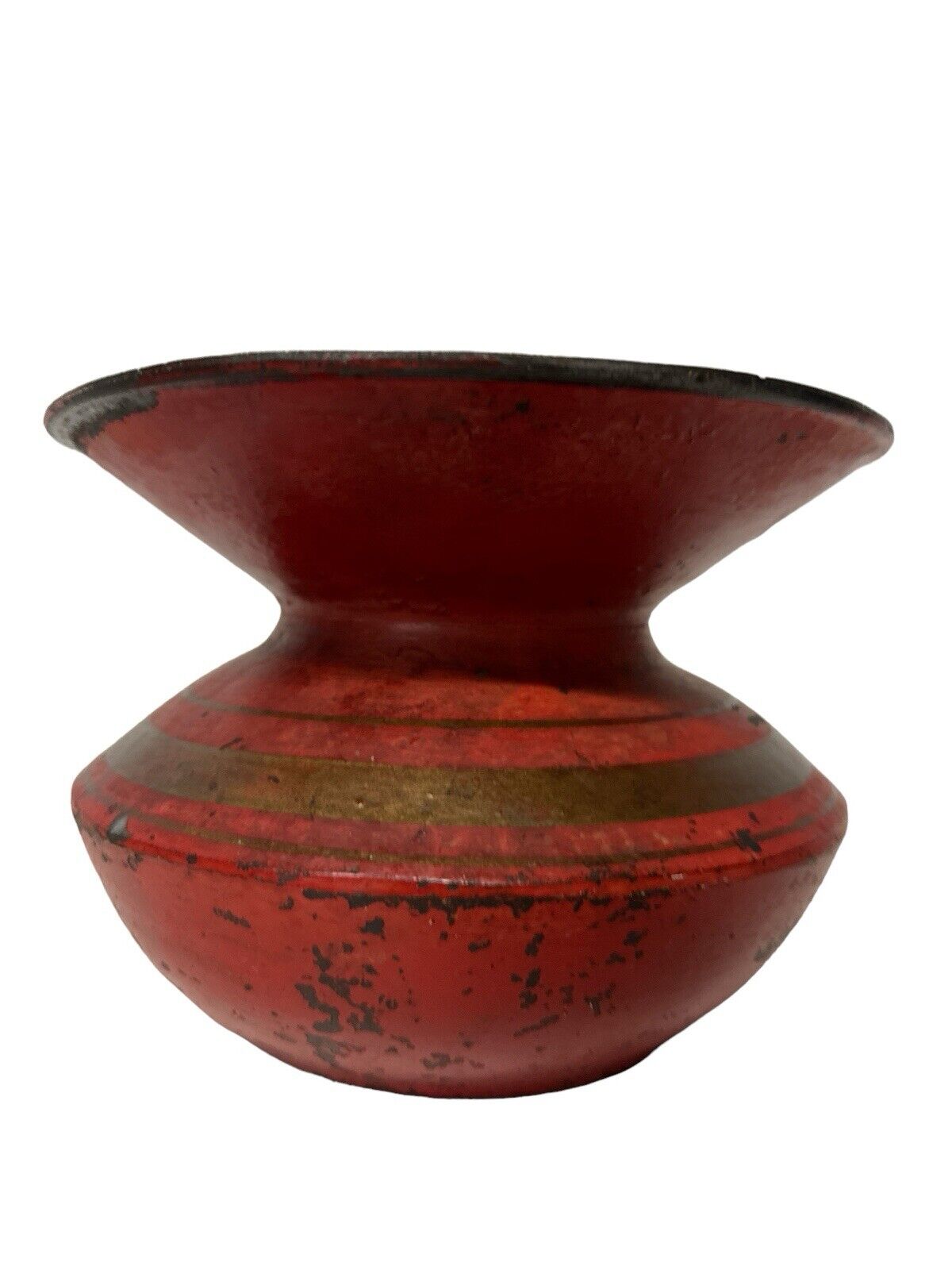 Beautiful Antique 1890’s Rare Color Cast Iron Enamel Spittoon Cuspidor