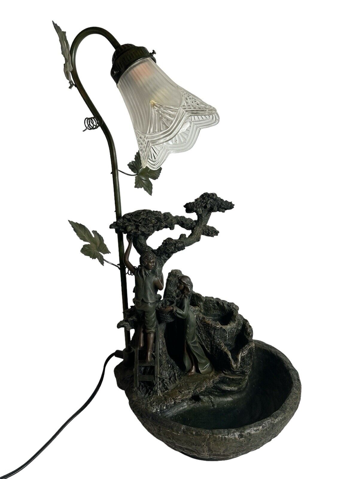 Vintage 1997 Fountain Lamp Children Climbing A Tree Beautiful Lamp By Crosa