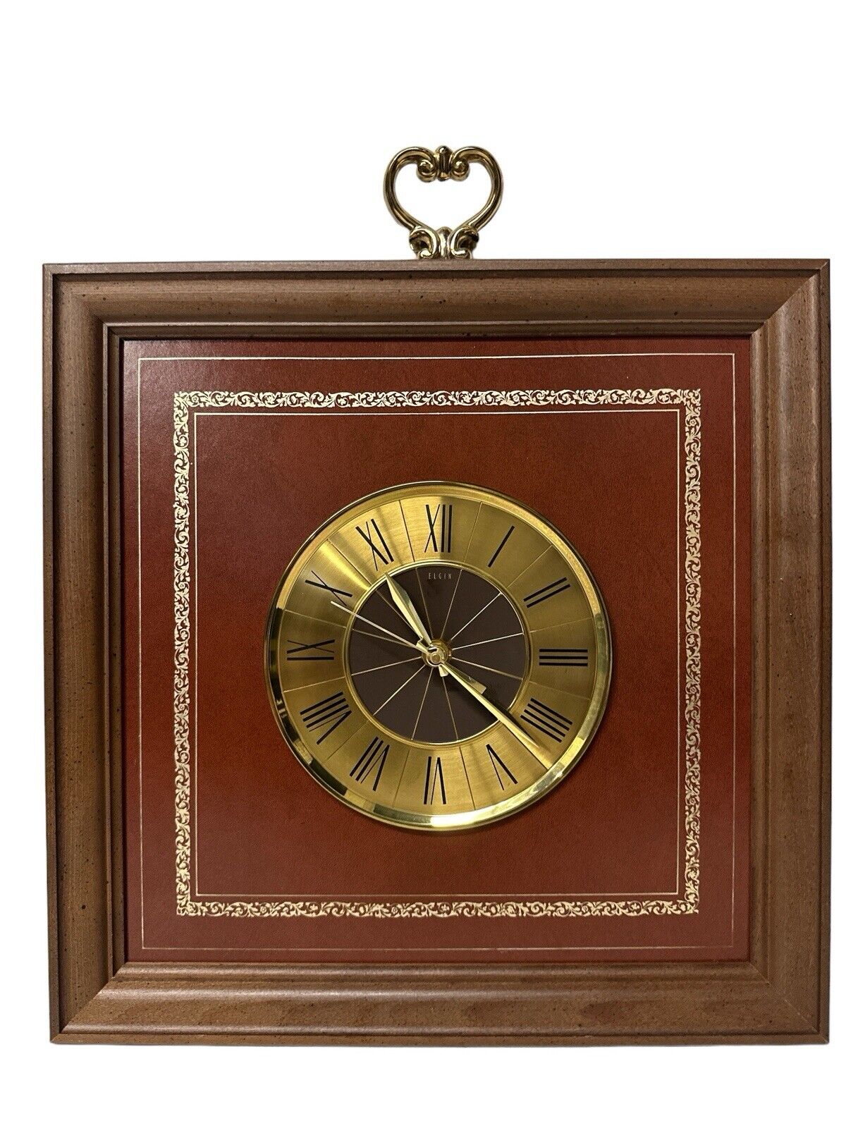 Vintage MCM Elgin Wall Hanging Clock 15" X 15" Very Nice Working Condition