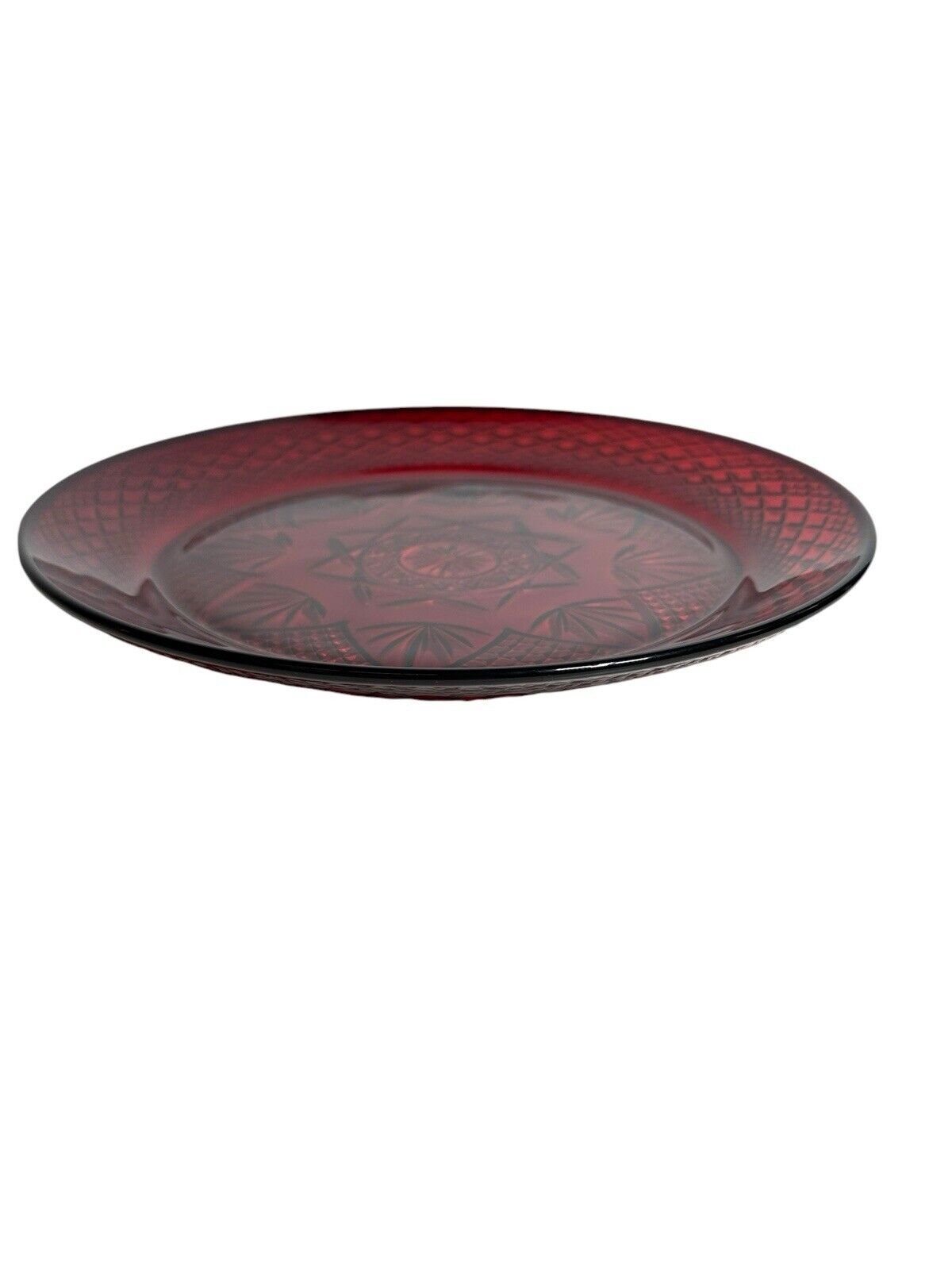 Vintage Luminarc Cristal d'Arques Durand Ruby Red Glass 10" Glass Plate