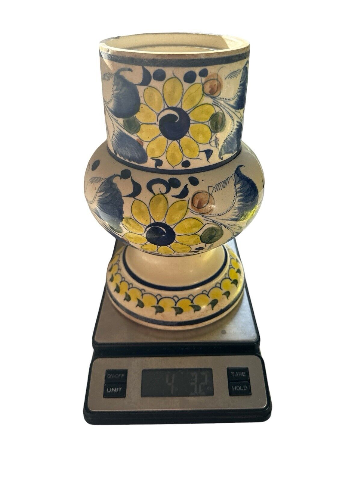 Authentic Handmade Mexican Talavera Pottery Hand Painted Ceramic Stoneware Vase