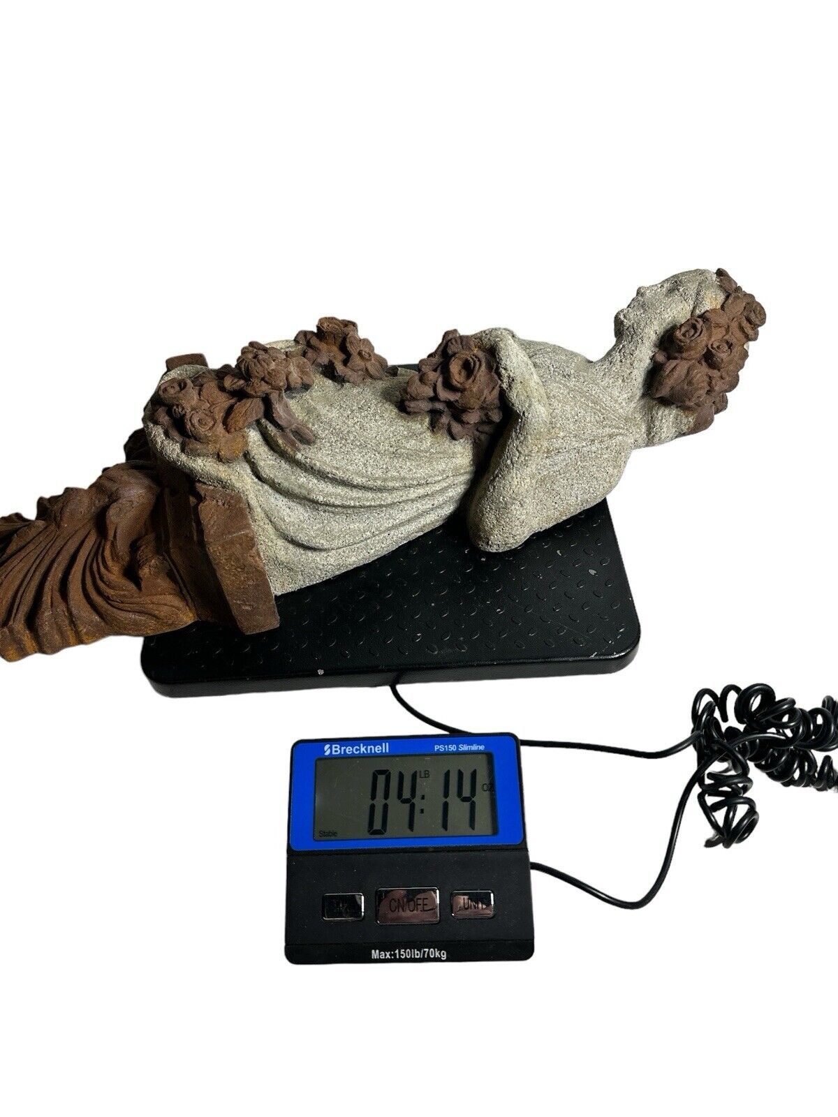 Vtg figural wall hanging Resin, concrete and pigment 22” x 7”